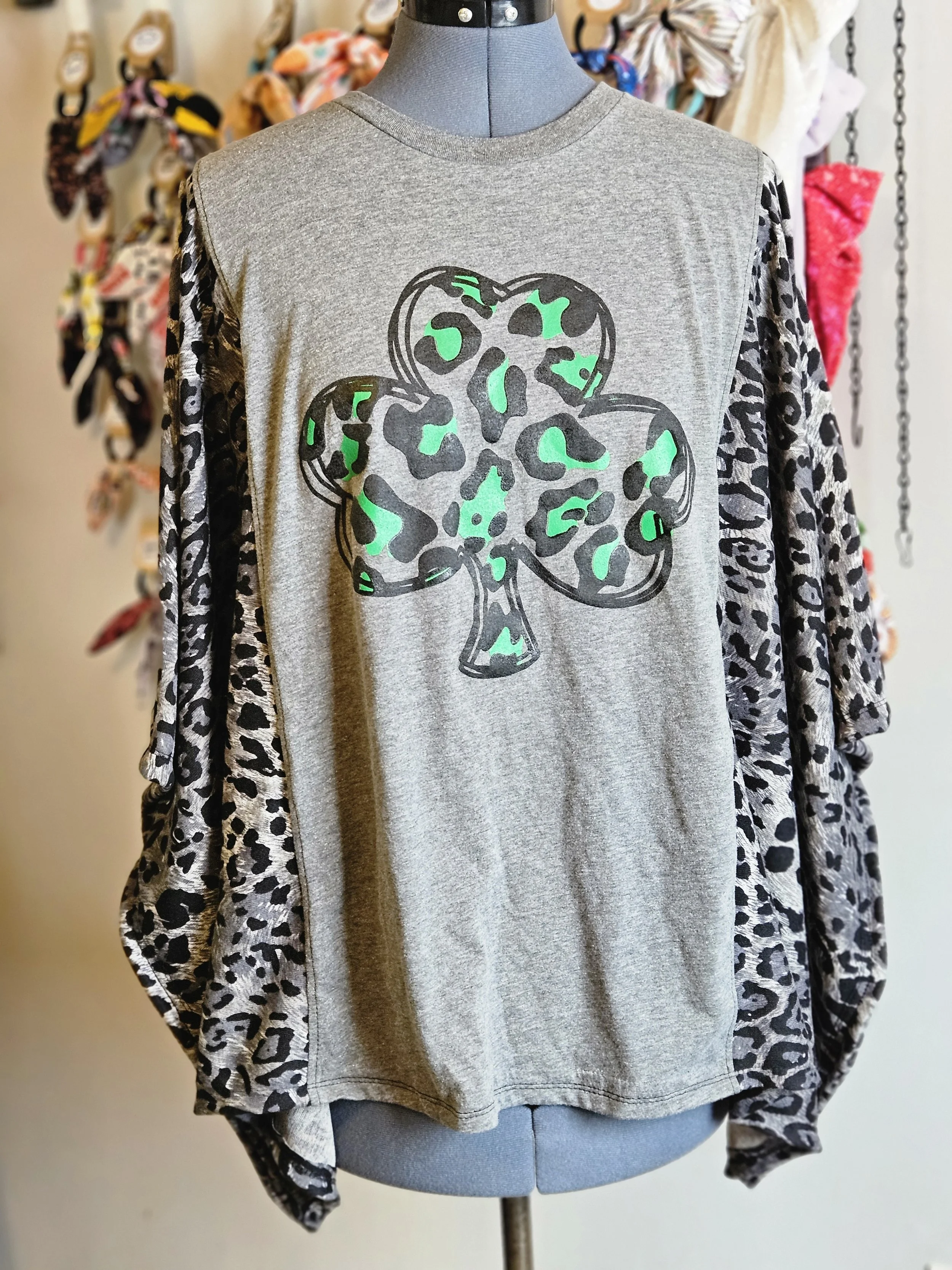 Leopard Shamrock - Chique Tee Upcycle