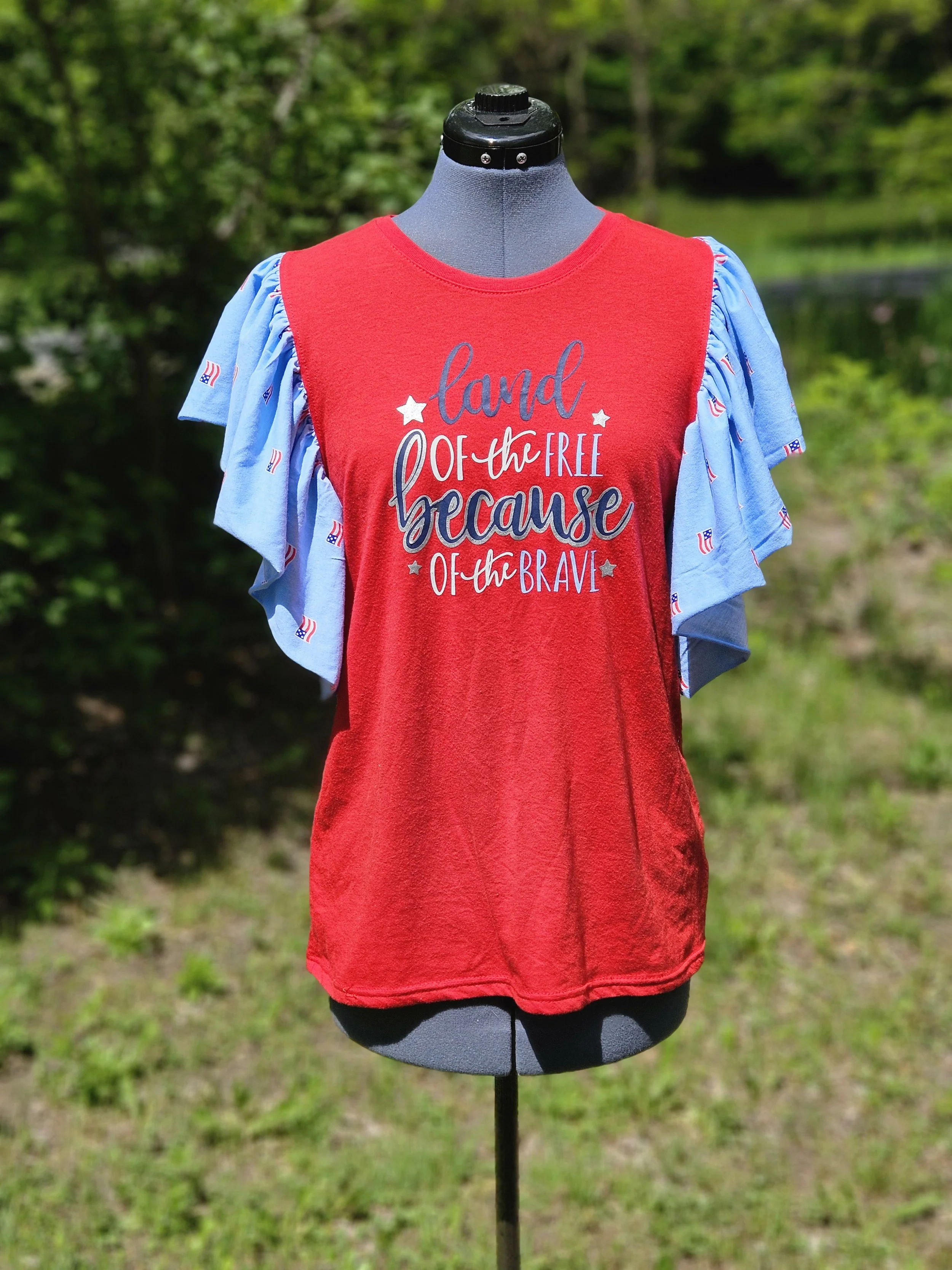 Land Of the Free Ruffle  Sleeve Top