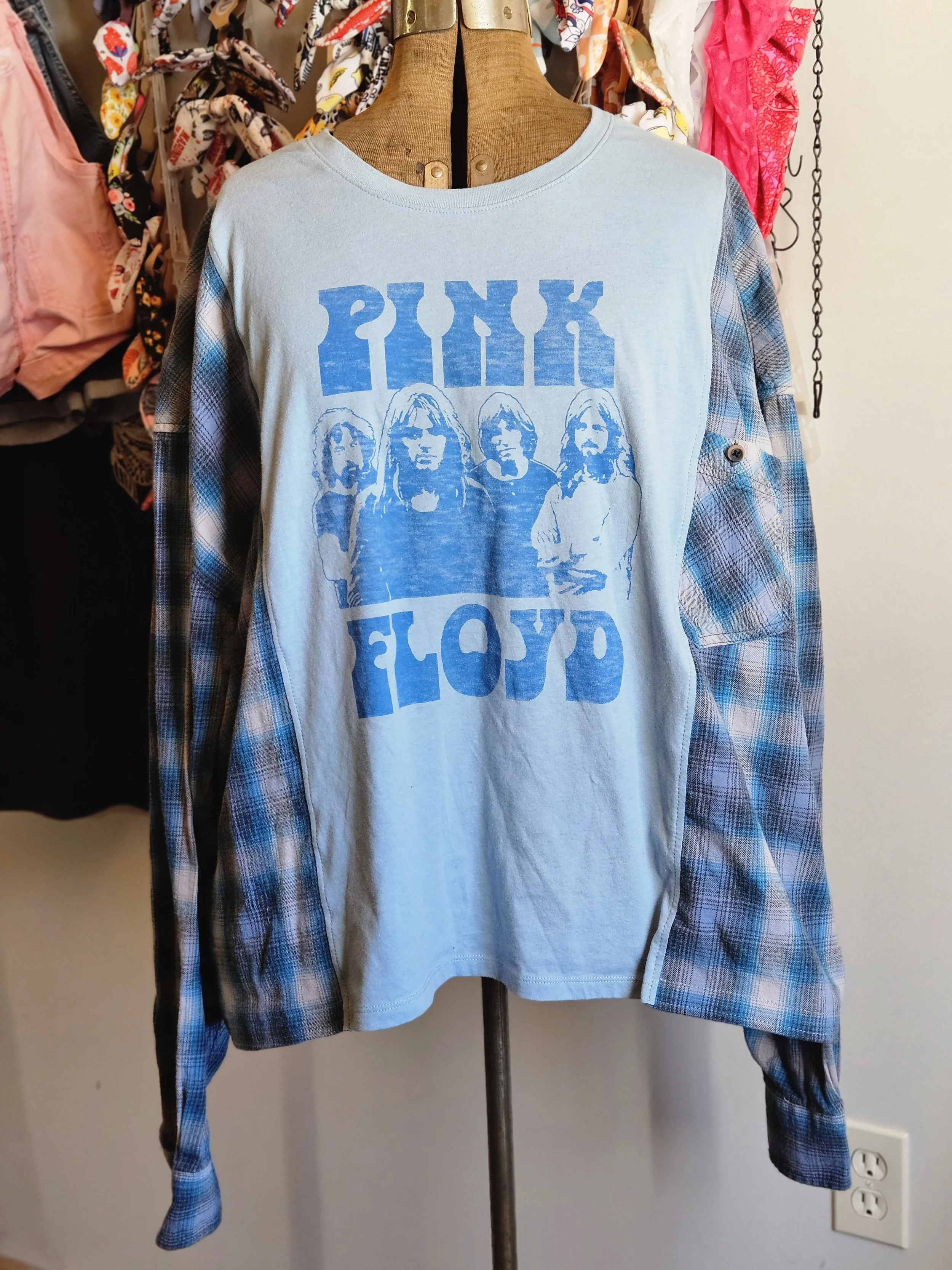 Pink Floyd/Flannel Hybrid upcycle
