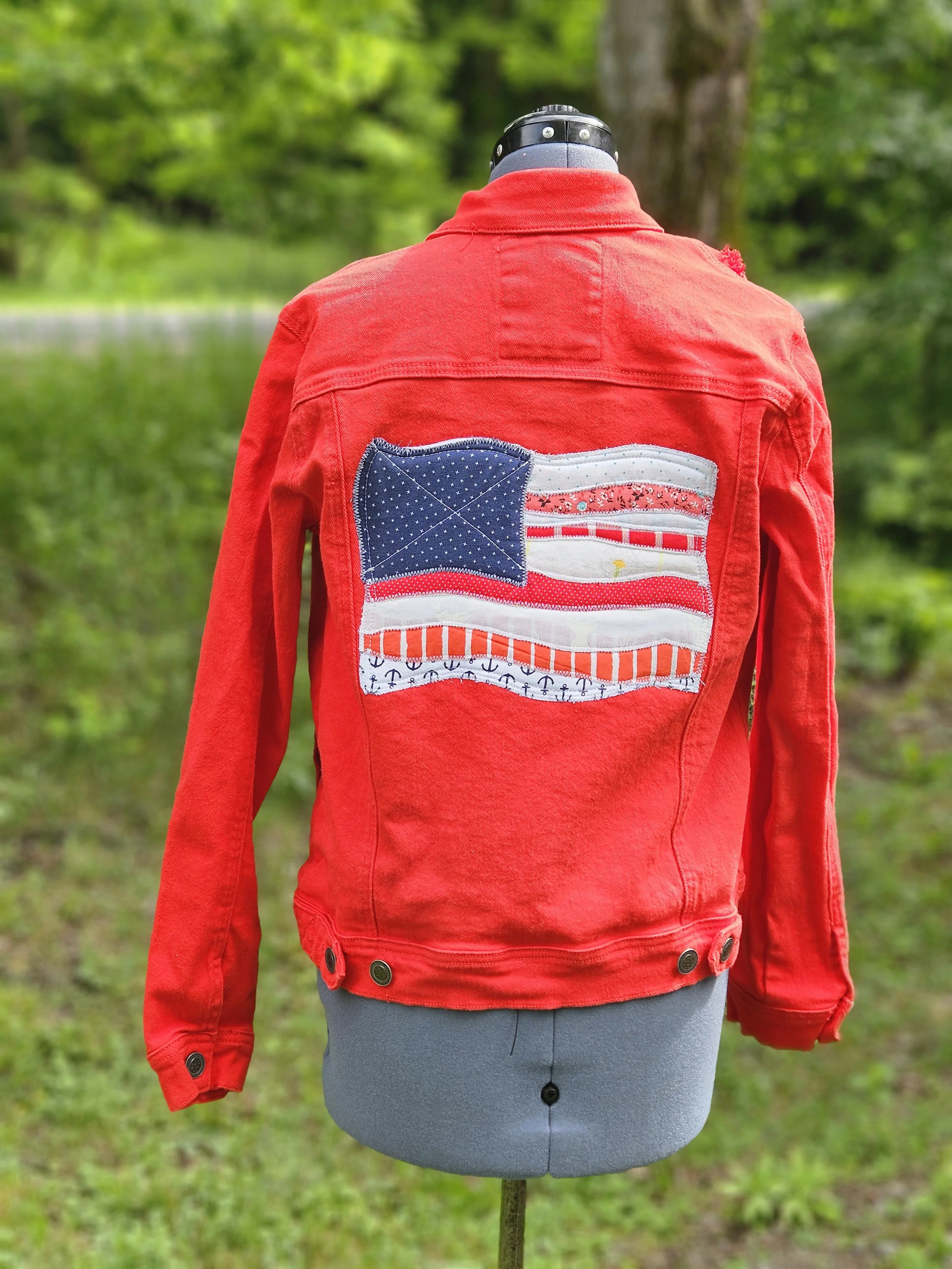 Patchwork American Flag Jacket upcycle