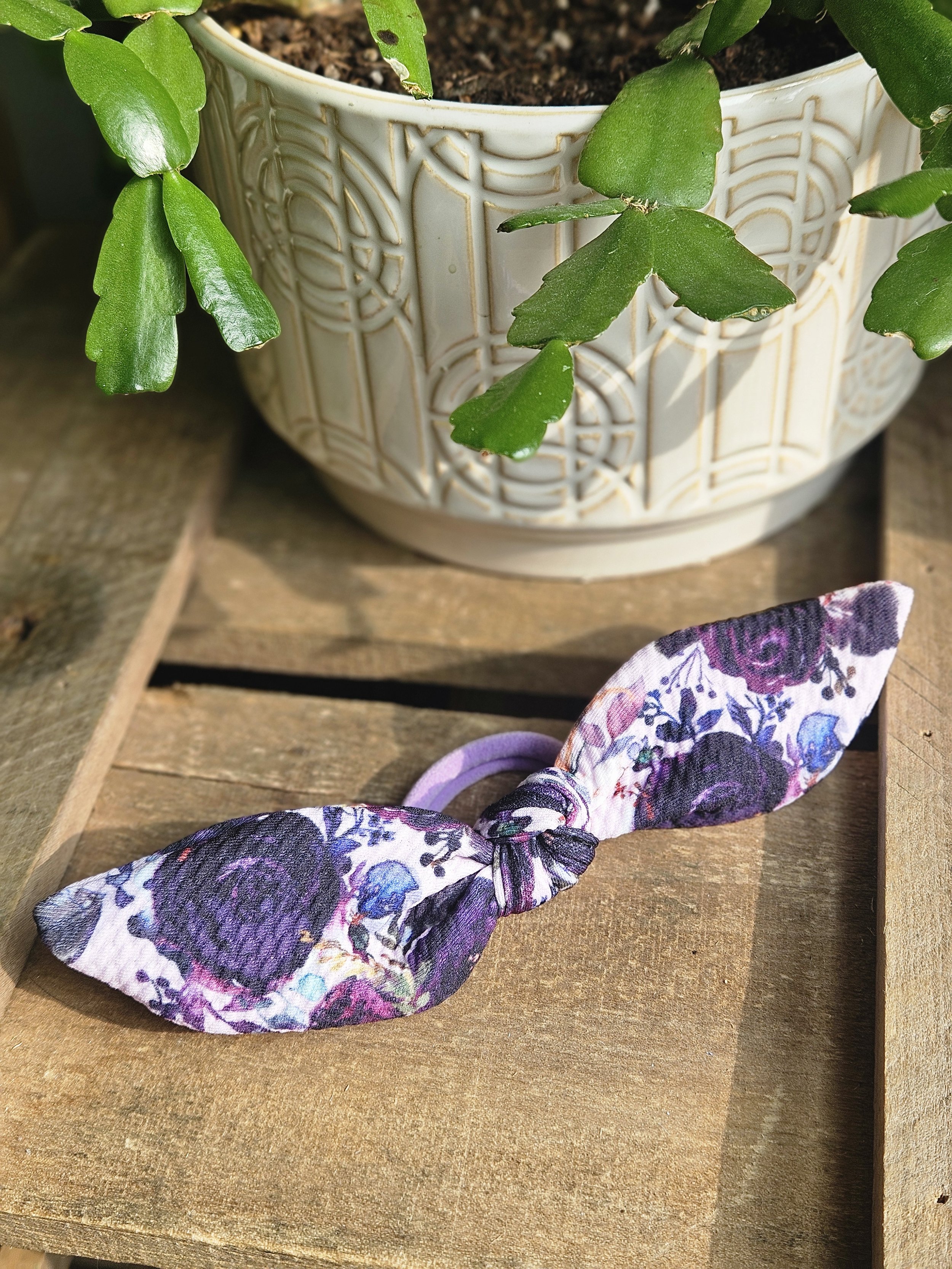 Purple Rose Hair Tie Bow
