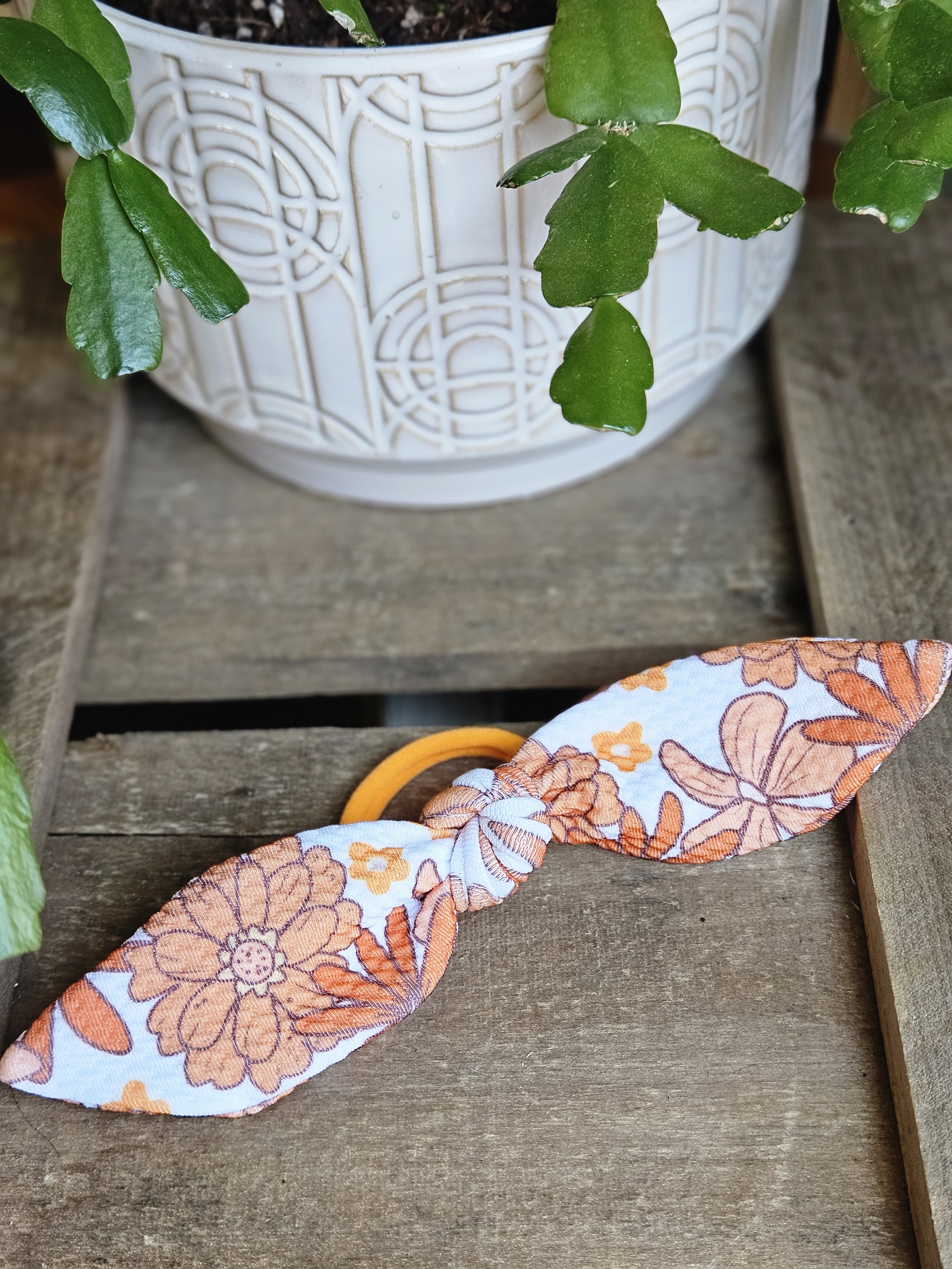 Groovy Floral Hair Tie Bow
