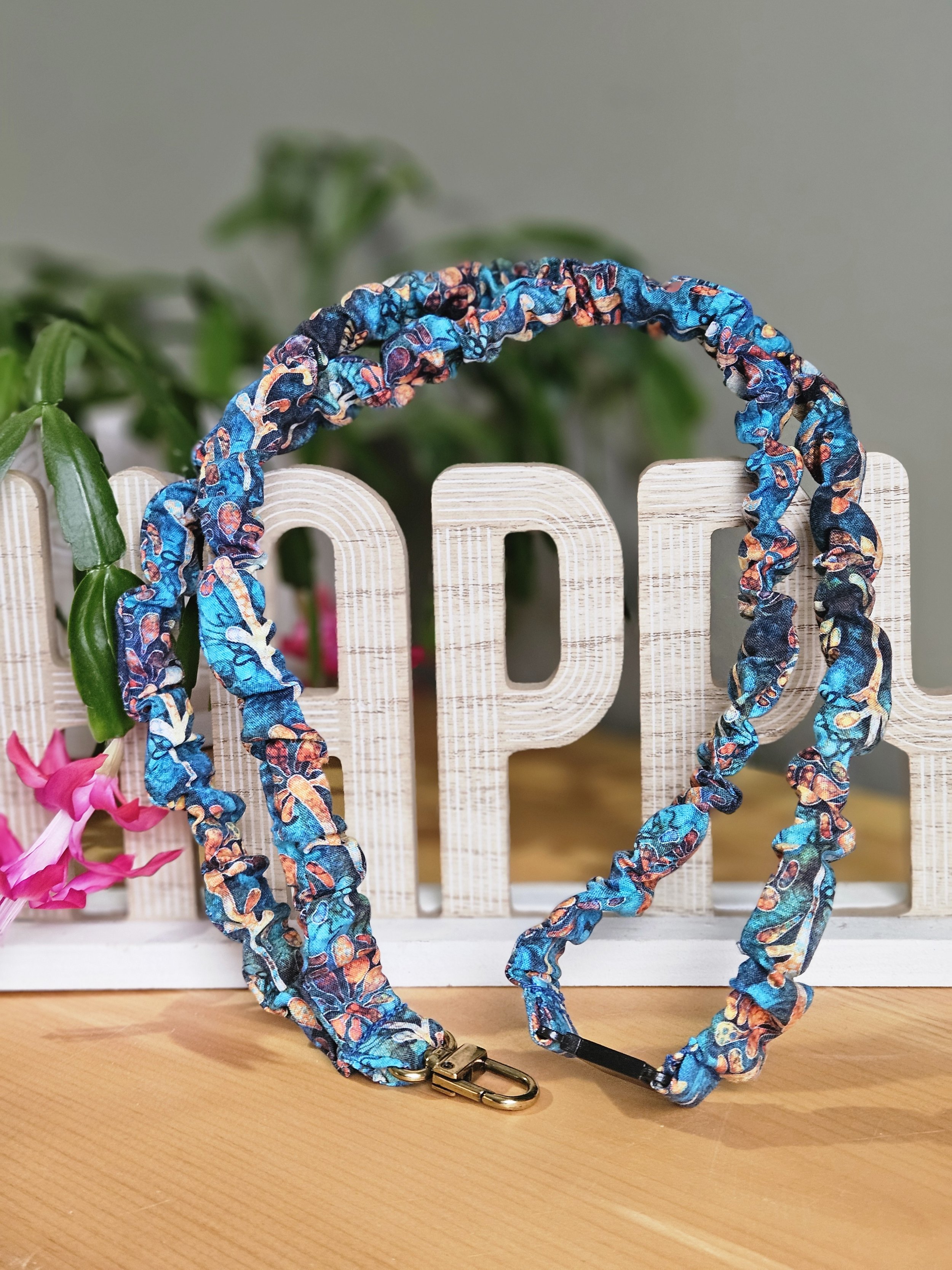 Blue Batik Cotton Break-away Scrunchie Lanyard