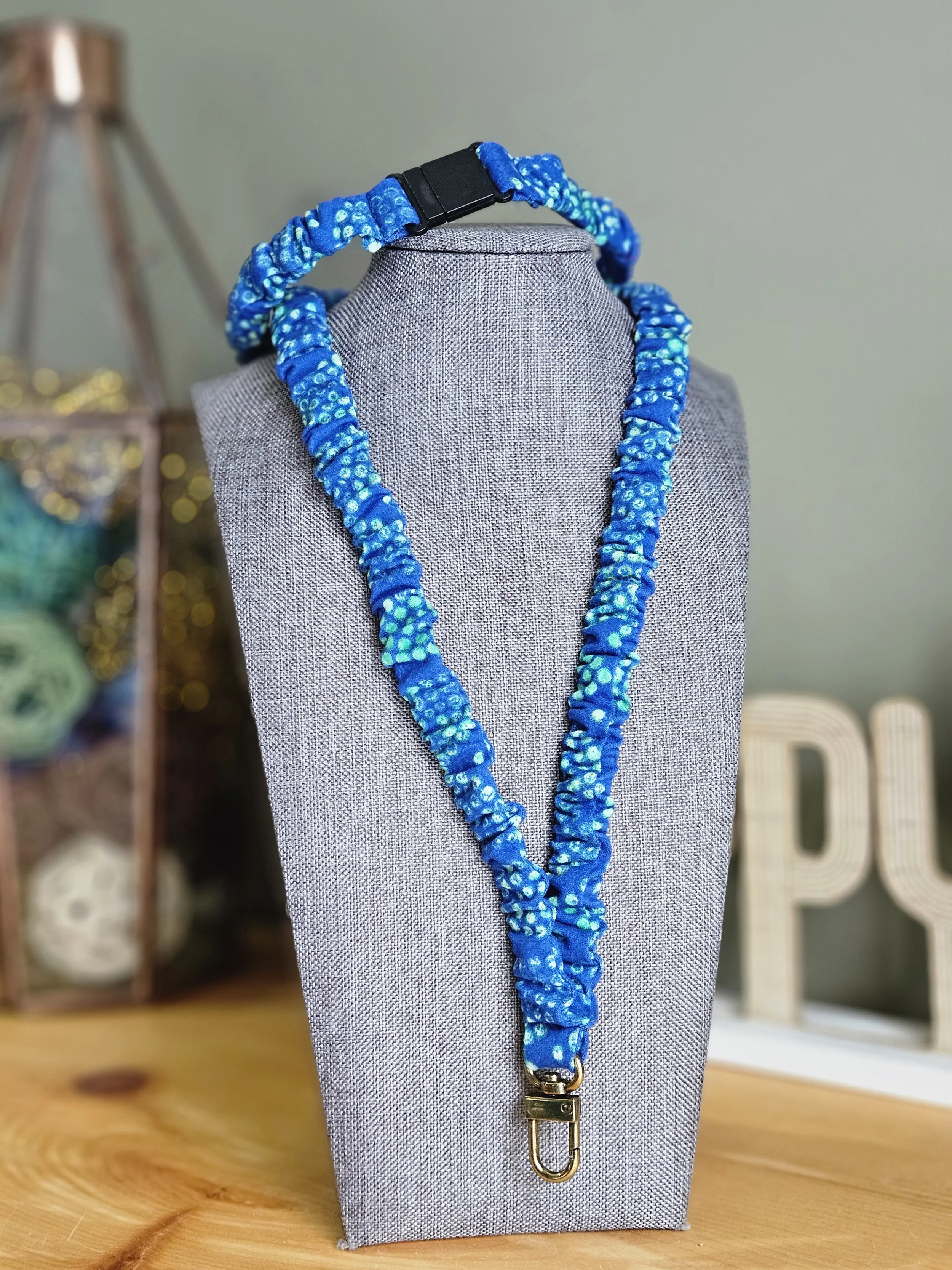 Beachy Dots Soft Knit Break-away Scrunchie Lanyard