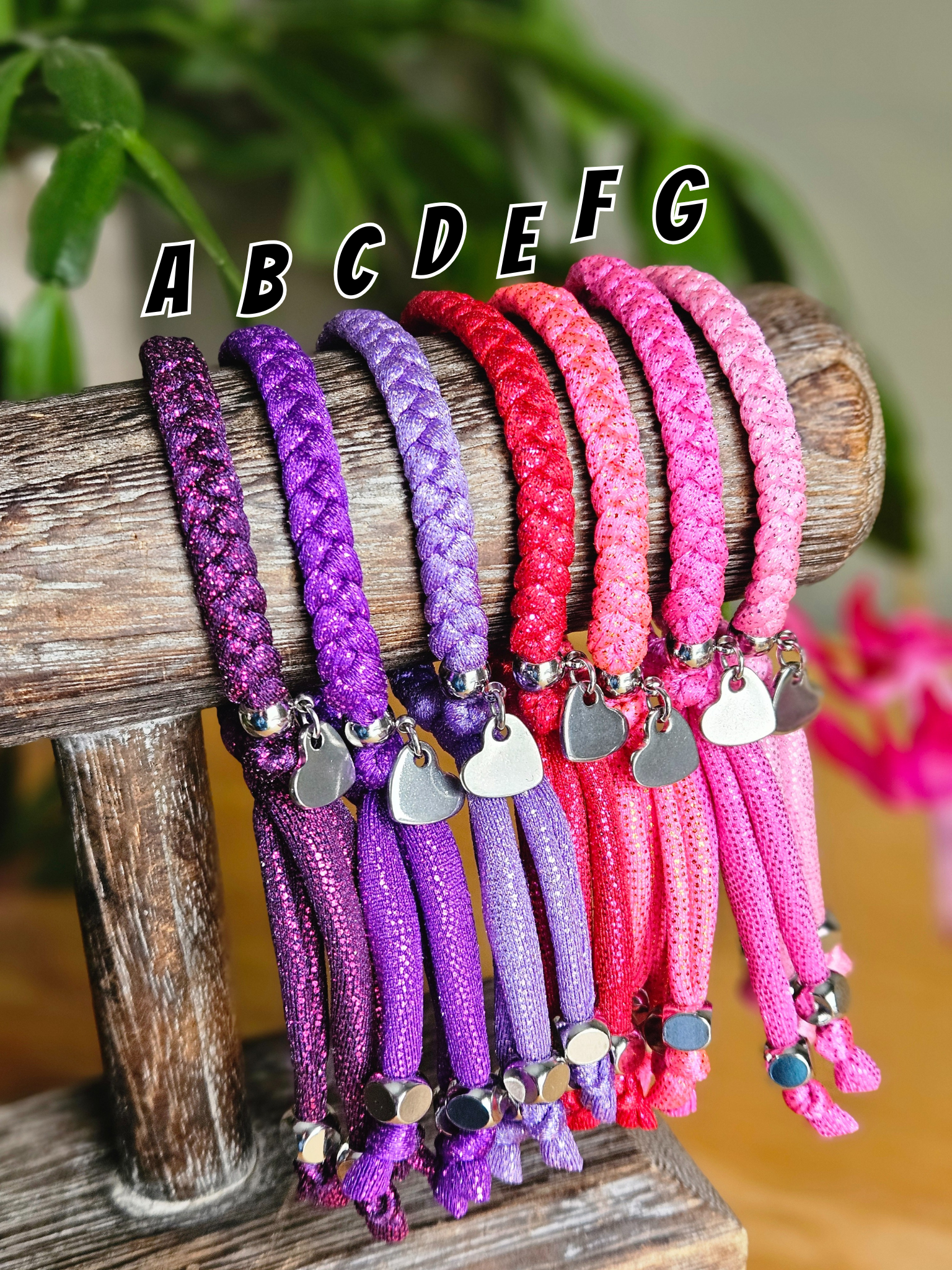 Heart Dandle Fabric Bracelets- 10 Colors to choose from