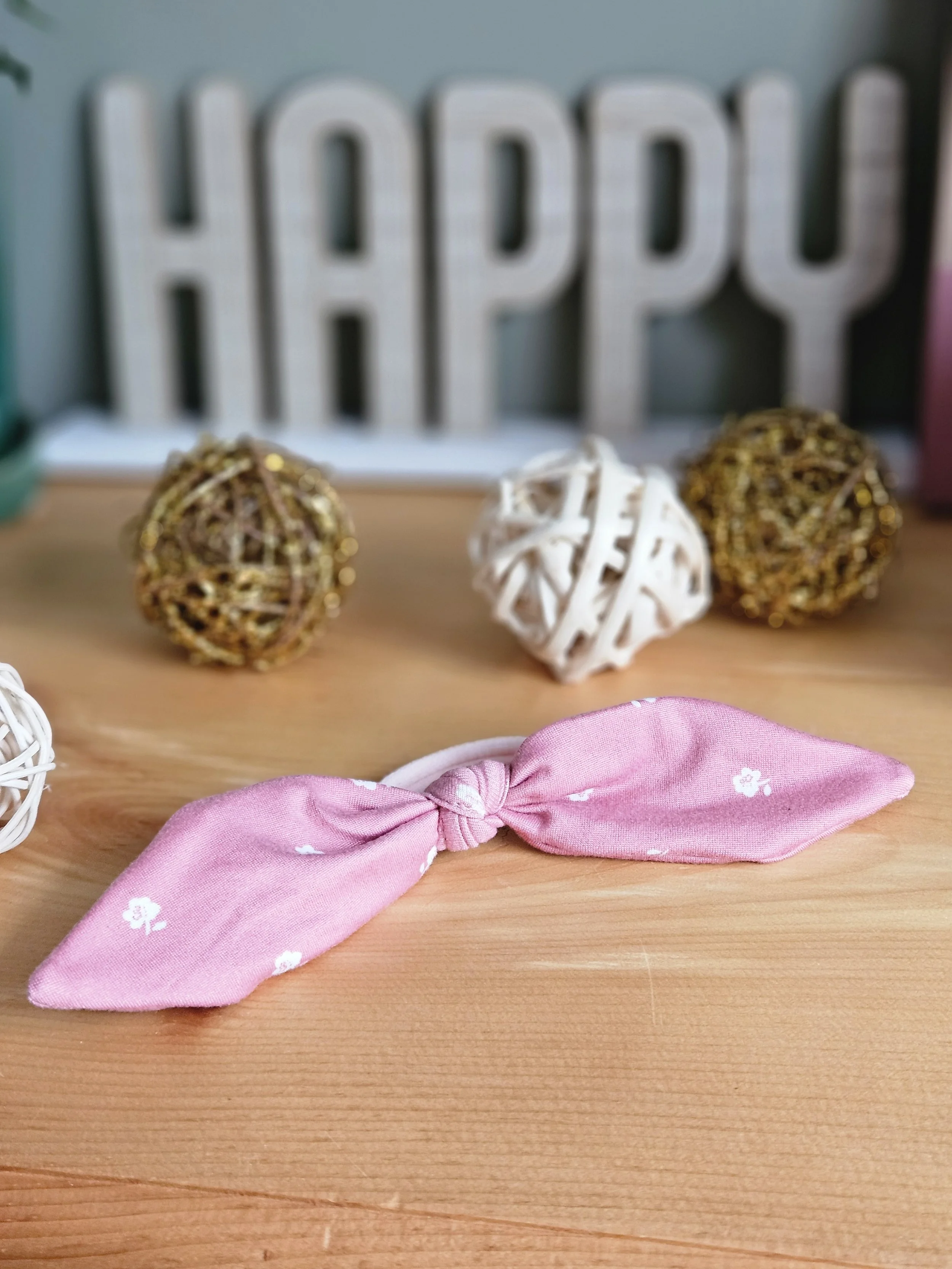 Muave with Floral Hair Tie Bow