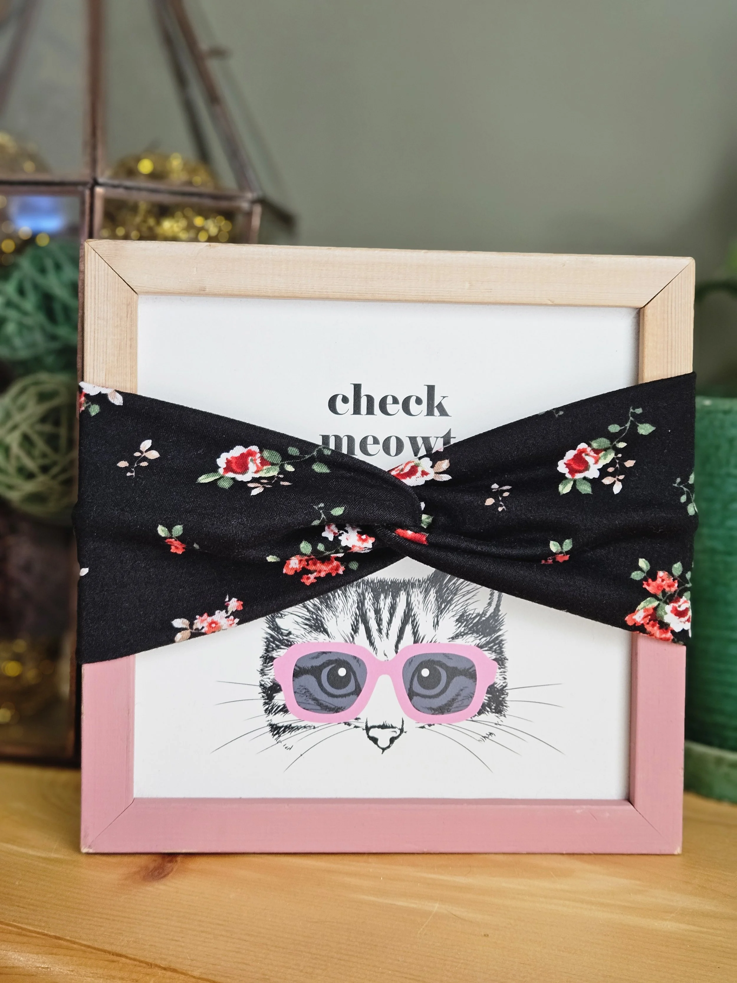 Black with Red and White Floral Twist or Not Headband