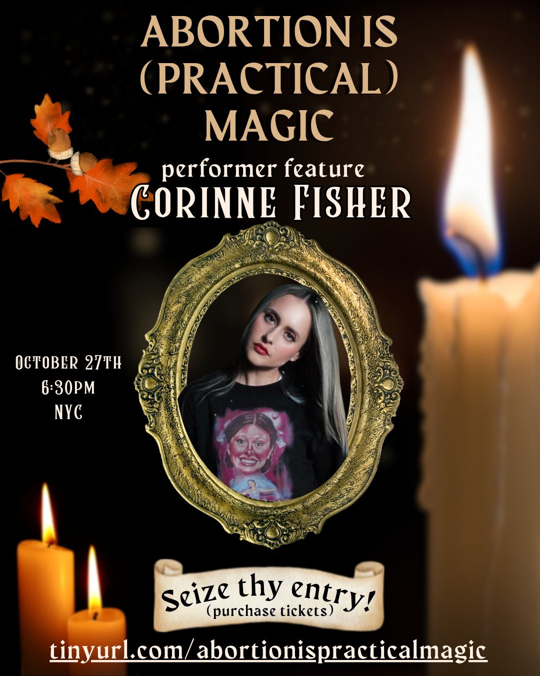 JUST ANNOUNCED. @philanthropygal joins the coven on 10.27.2025. 🕯️⁠
⁠
tinyurl.com/abortionispracticalmagic
