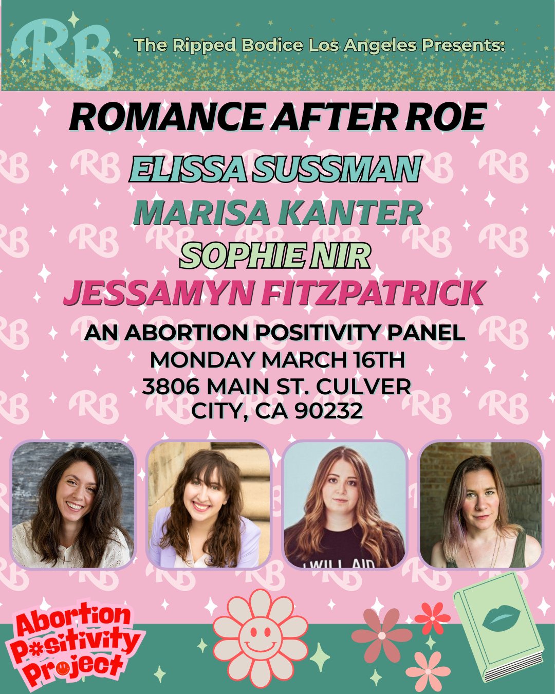 LA! We can't wait to chat Abortion Positivity next week with @marisakanter and @elissa_sussman at @therippedbodice. 🌻⁠
⁠
Tix in bio!