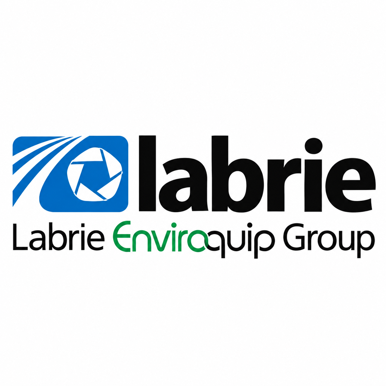 Logo de la empresa Labrié Enviroquip Group con símbolo de cámara y senderos en el diseño.
