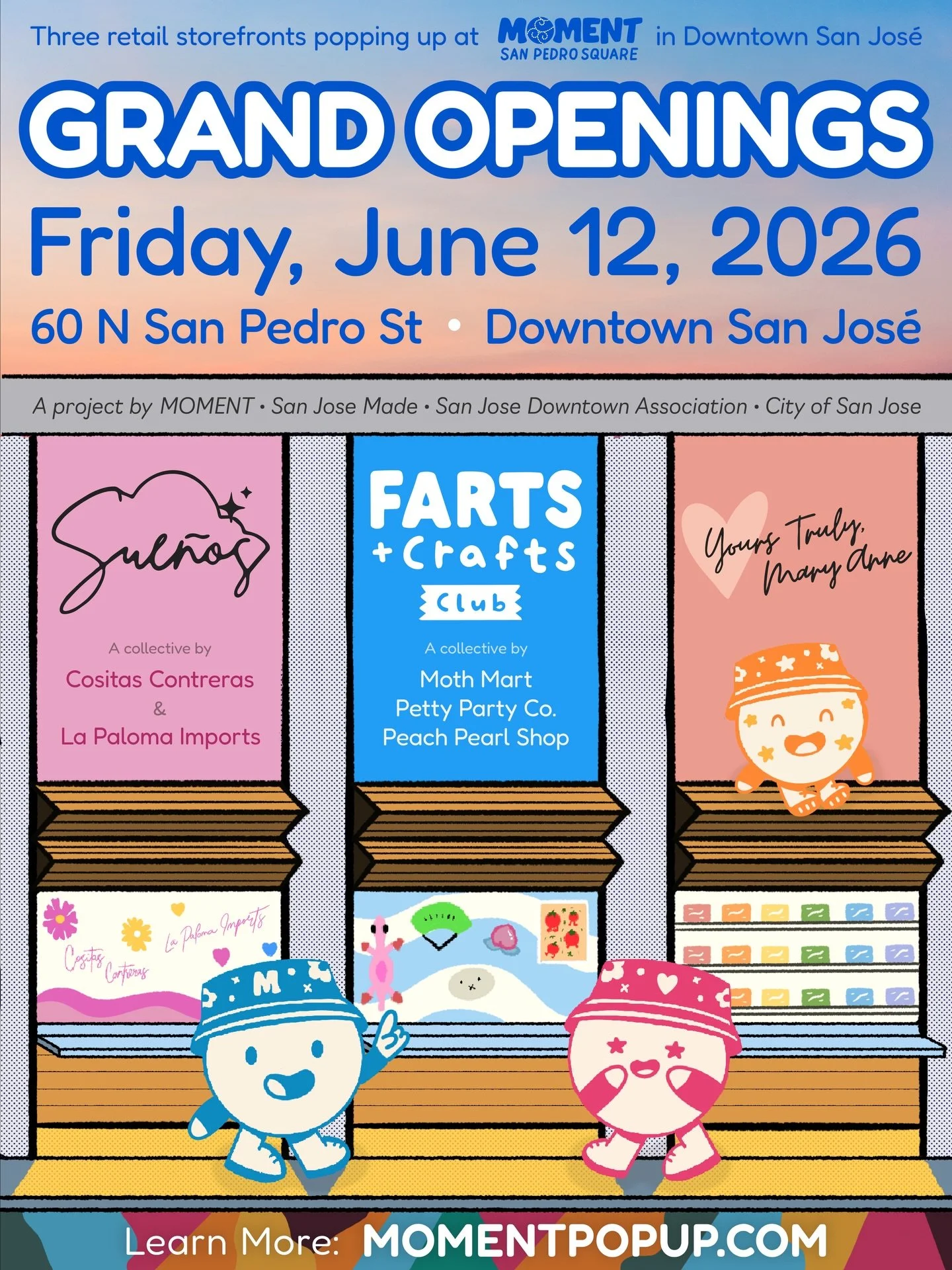 🎉 WE&rsquo;RE BACK, SAN PEDRO SQUARE! We&rsquo;re thrilled to announce the reopening of MOMENT San Pedro Square (@moment.sj) with three amazing creative small businesses: @farts.crafts.club, @yourstrulymaryanne, and @suenos.sj!

📍 Located at 60 N S