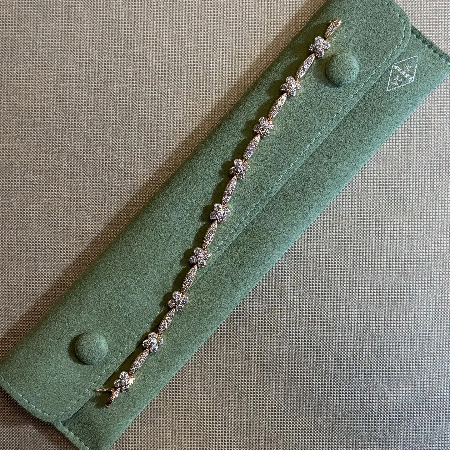 A sweet Van Cleef &amp; Arpels 18k &amp; Diamond Clover Motif Bracelet with approximately 5 carats of diamonds. VCA Paris circa 1980s-1990s.

~Sold~

#vancleef #vancleefarpels #vca #vintagejewels #vintagejewelry #jewelry