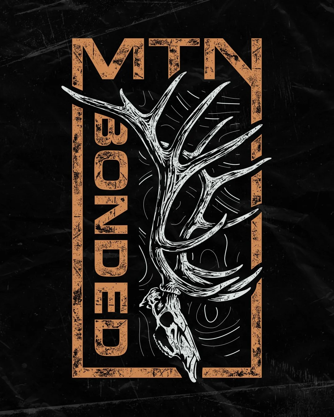 MTN Bonded elk antler and skull artwork with rugged frame