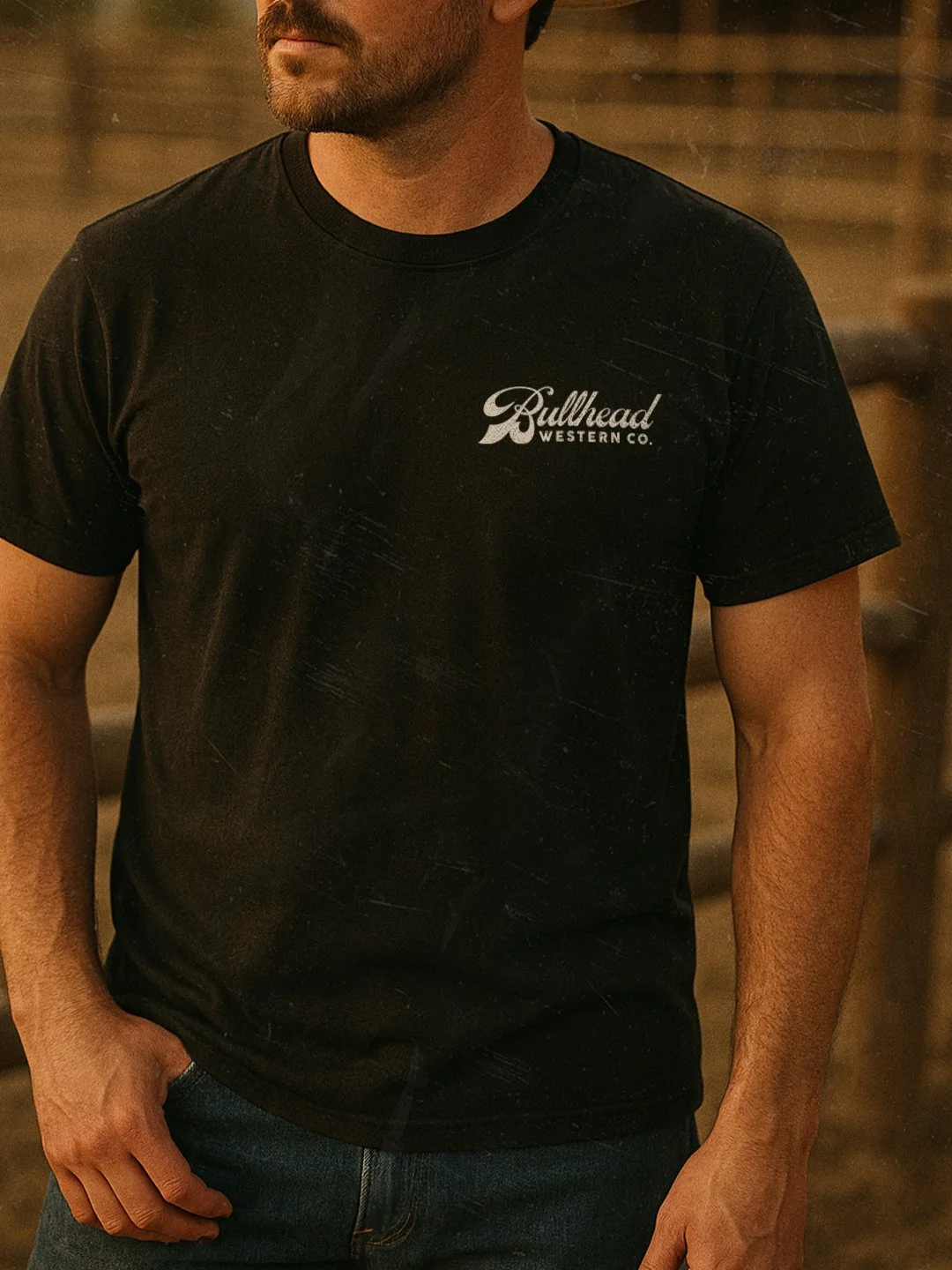 Bullhead Western Co logo printed on black tee front