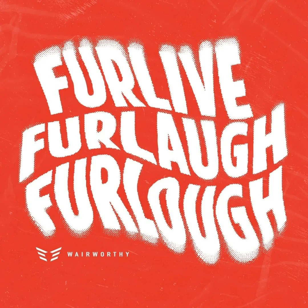 Expressive aviation-themed typography graphic featuring distorted lettering and bold red color treatment.