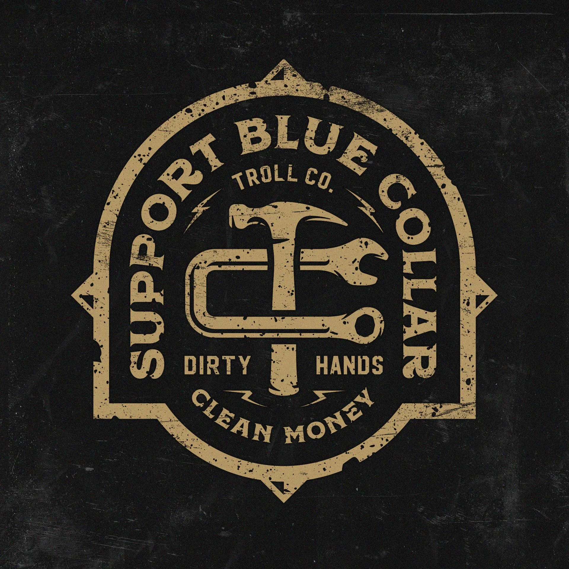 Rugged workwear branding designed for apparel, embroidery, and merch applications