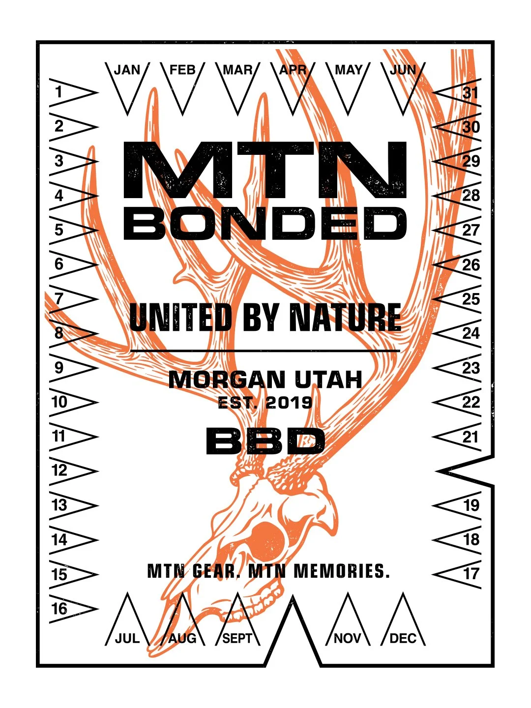 MTN Bonded tag illustration with deer skull and antlers