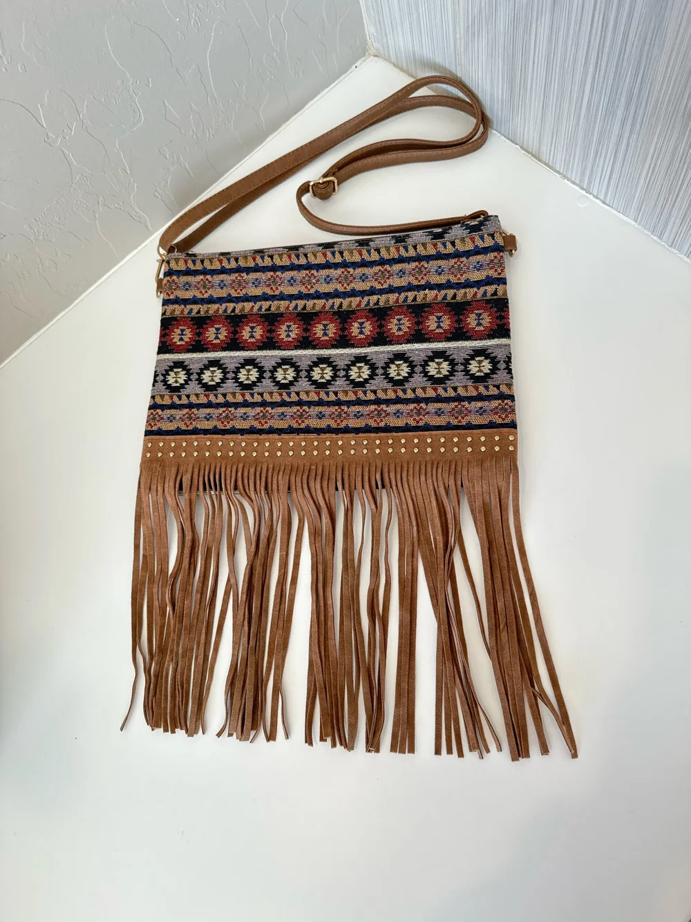 Boho fringe purse sale