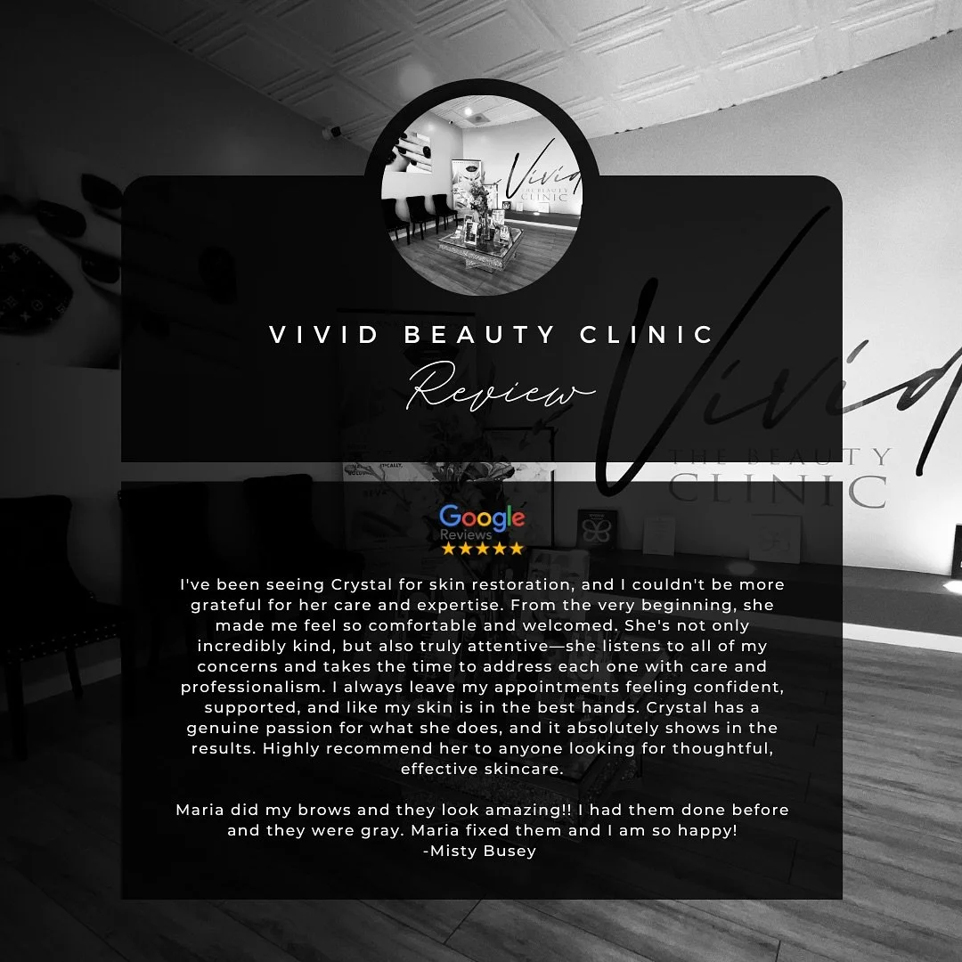 There’s no better feeling than making our clients feel seen, supported, and glowing from the inside out. 💫 Thank you, Misty, for trusting Vivid Beauty Clinic with your skin & brows!
Glow starts here. Call or book online to treat yourself