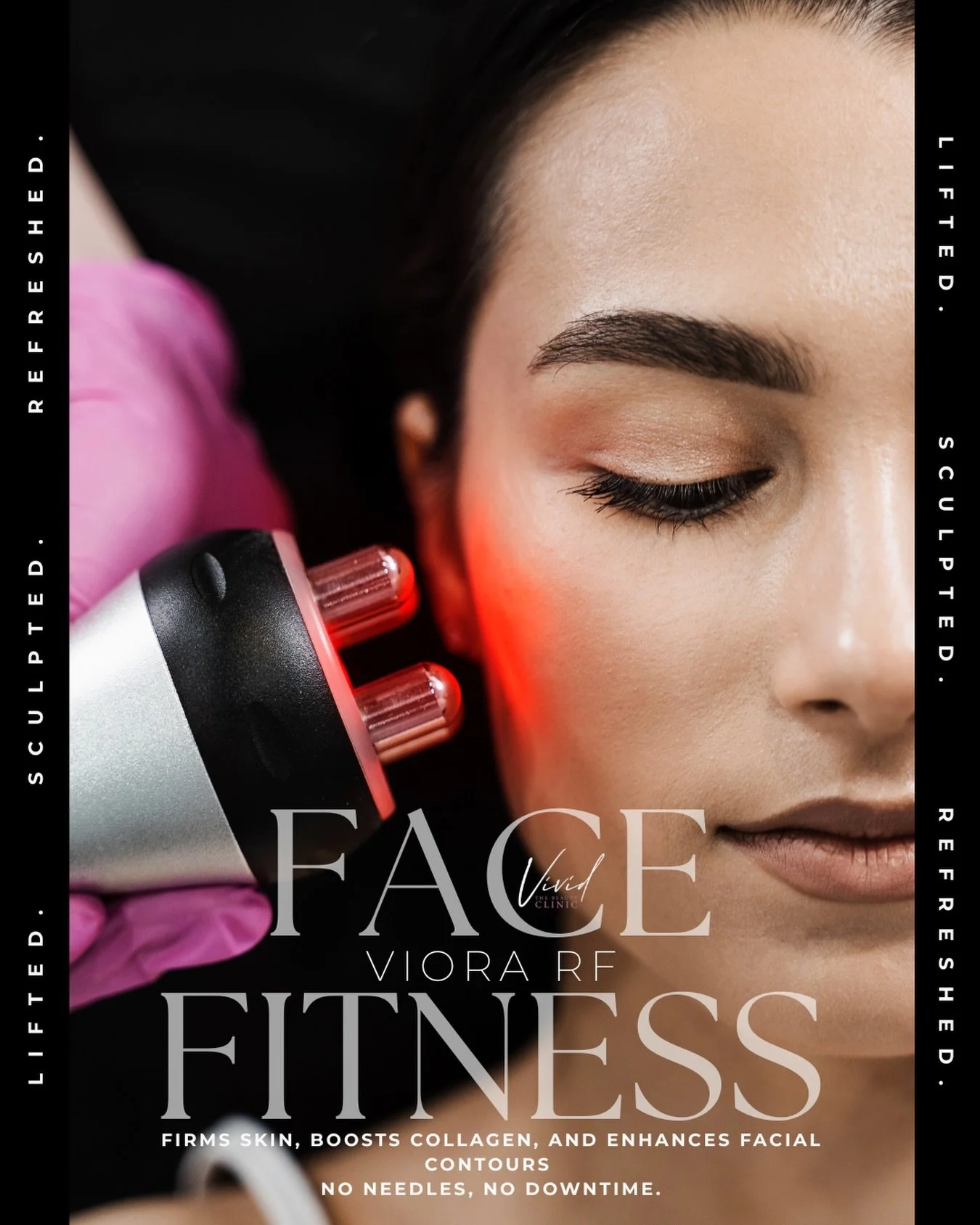 ✨ FACE FITNESS WITH VIORA RF ✨
Lifted. Sculpted. Refreshed.

Looking for tighter, smoother skin without needles or downtime?
Viora RF Face Fitness uses advanced radiofrequency technology to gently heat the deeper layers of the skin&mdash;stimulating 