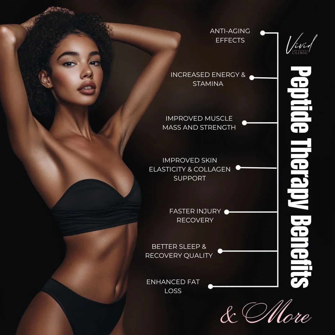 ✨ Peptide Therapy ✨
Optimize your body from the inside out.

Peptide Therapy uses medical-grade peptides to signal your body to repair, restore, and perform at a higher level. Each protocol is customized based on your goals&mdash;whether that&rsquo;s
