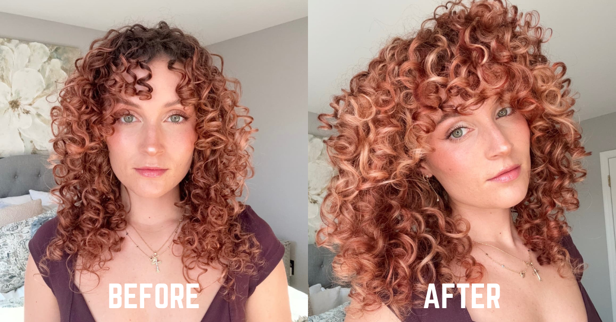 Before and after curly hair treatment