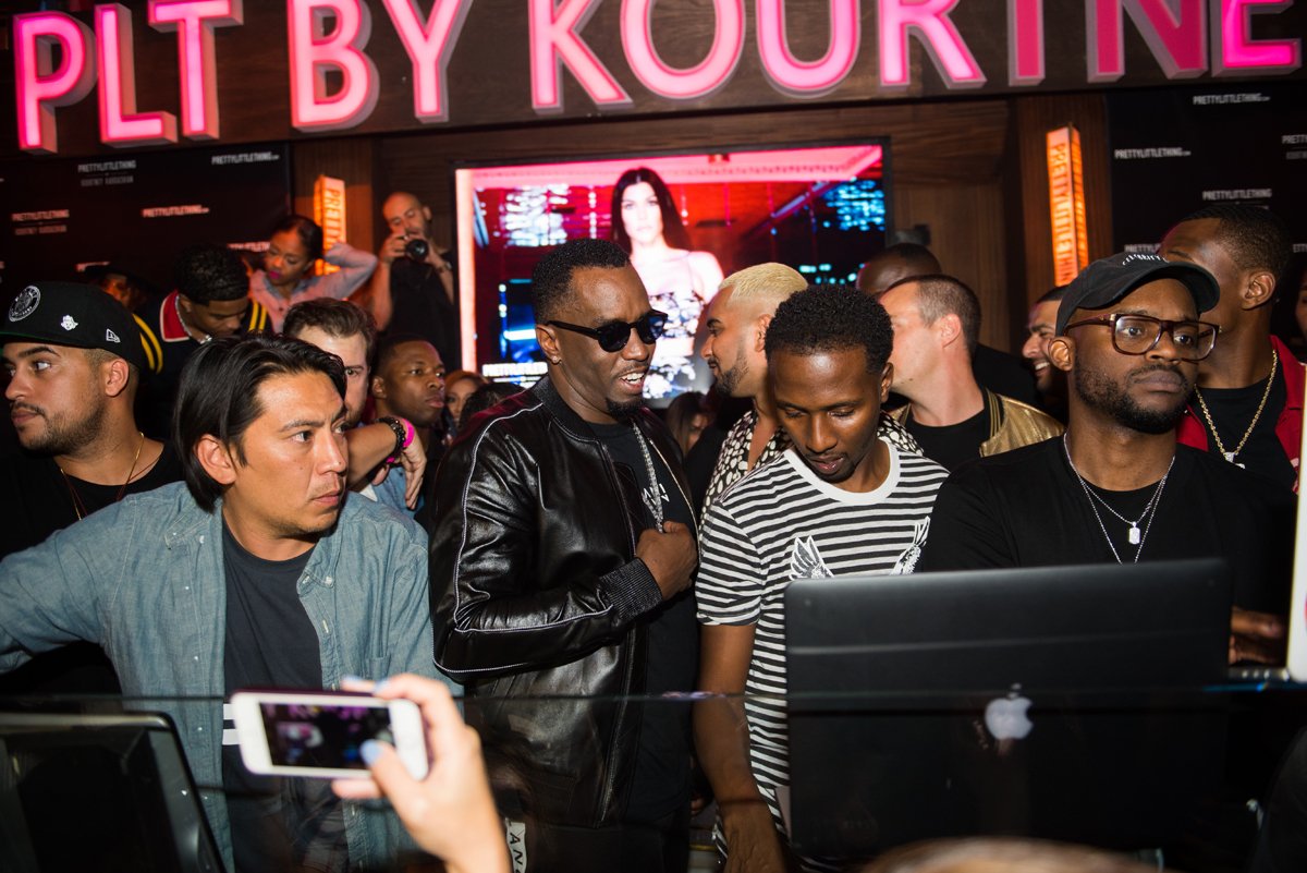 PrettyLittleThing PLT X Kourtney Kardashian Collection Celebrity Launch Party P Diddy at DJ booth.jpg
