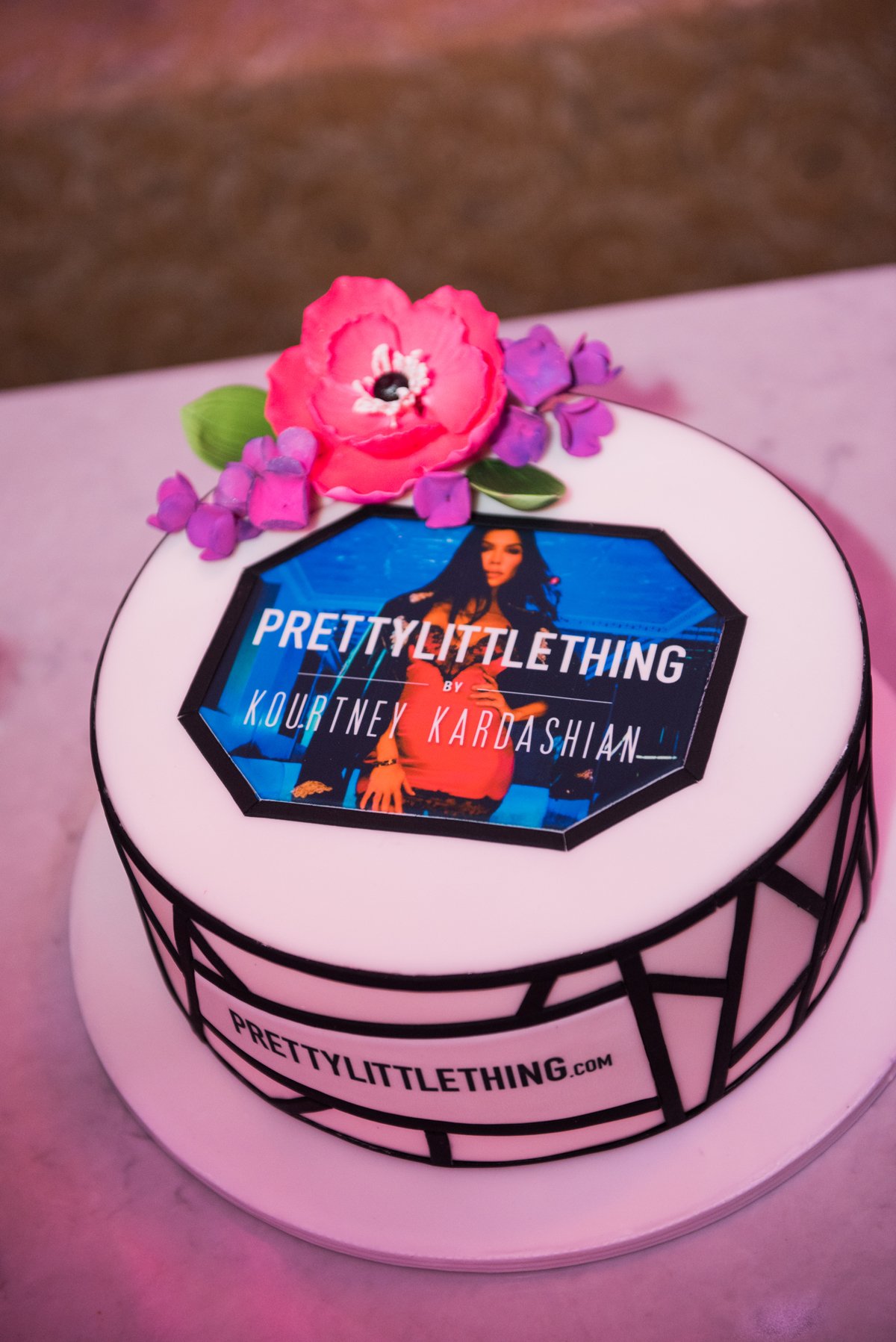 PrettyLittleThing PLT X Kourtney Kardashian Collection Celebrity Launch Party custom cake with edible topper.jpg