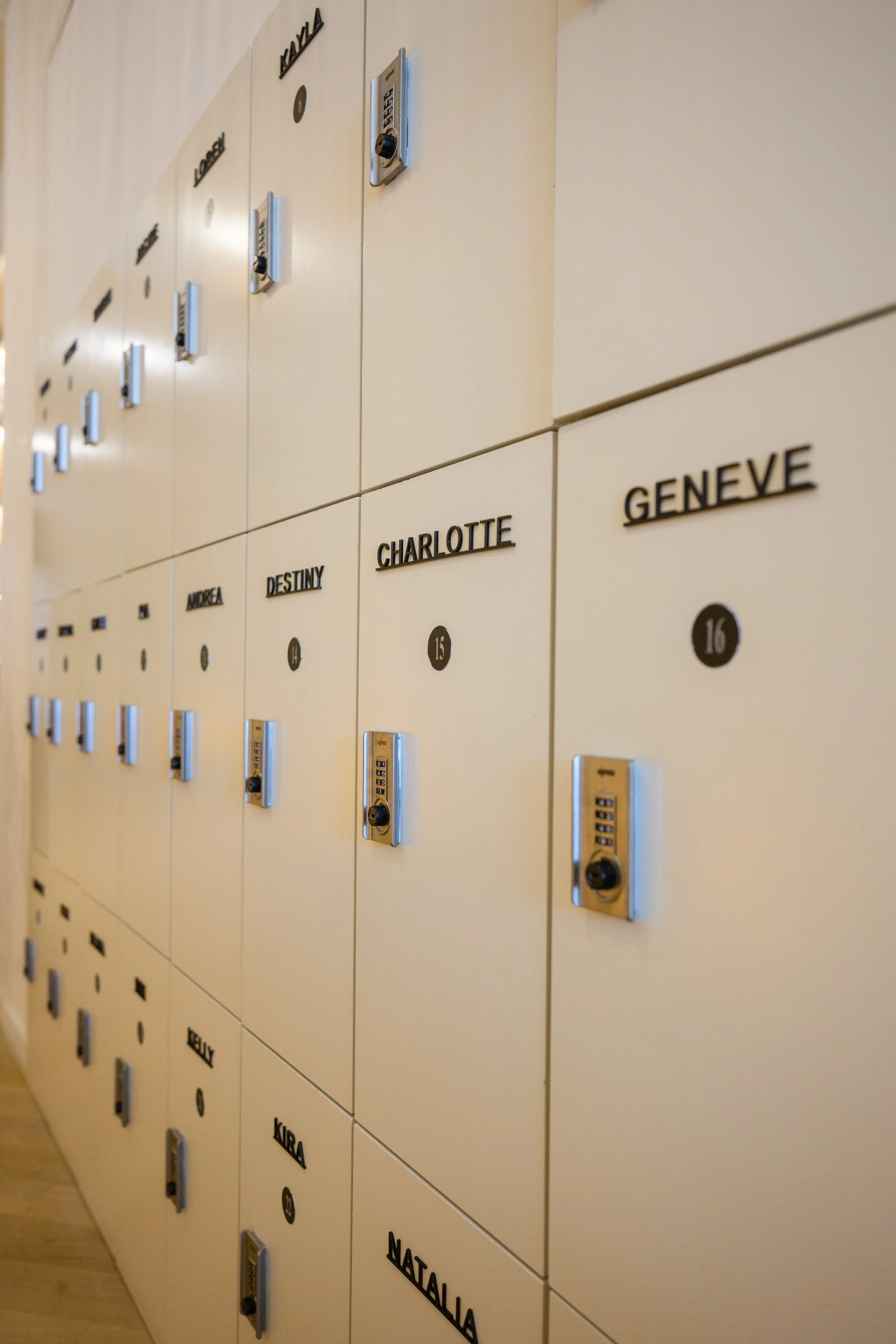 Nova Fitness branded accessories inside personalized influencer locker including fitness gear and wellness essentials at Fashion Nova event produced by Wife of the Party