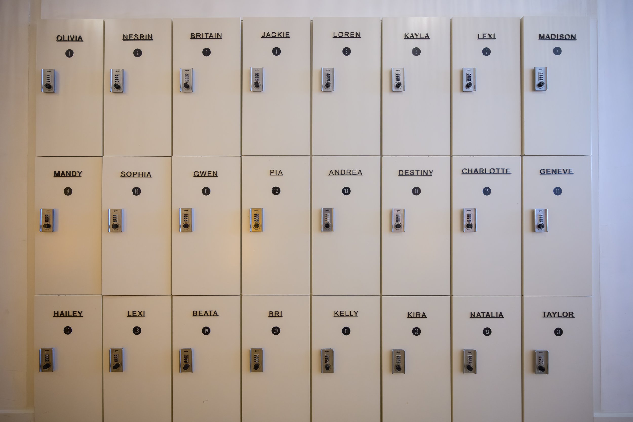 Nova Fitness branded accessories inside personalized influencer locker including fitness gear and wellness essentials at Fashion Nova event produced by Wife of the Party