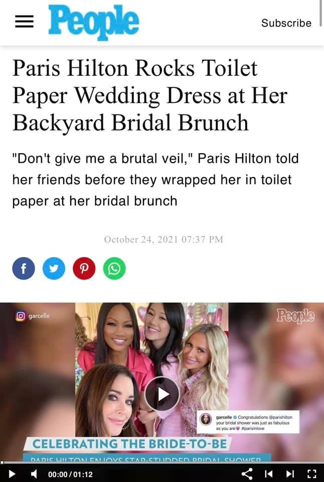 Paris Hilton Rocks Toilet Paper Wedding Dress at Her Bridal Brunch