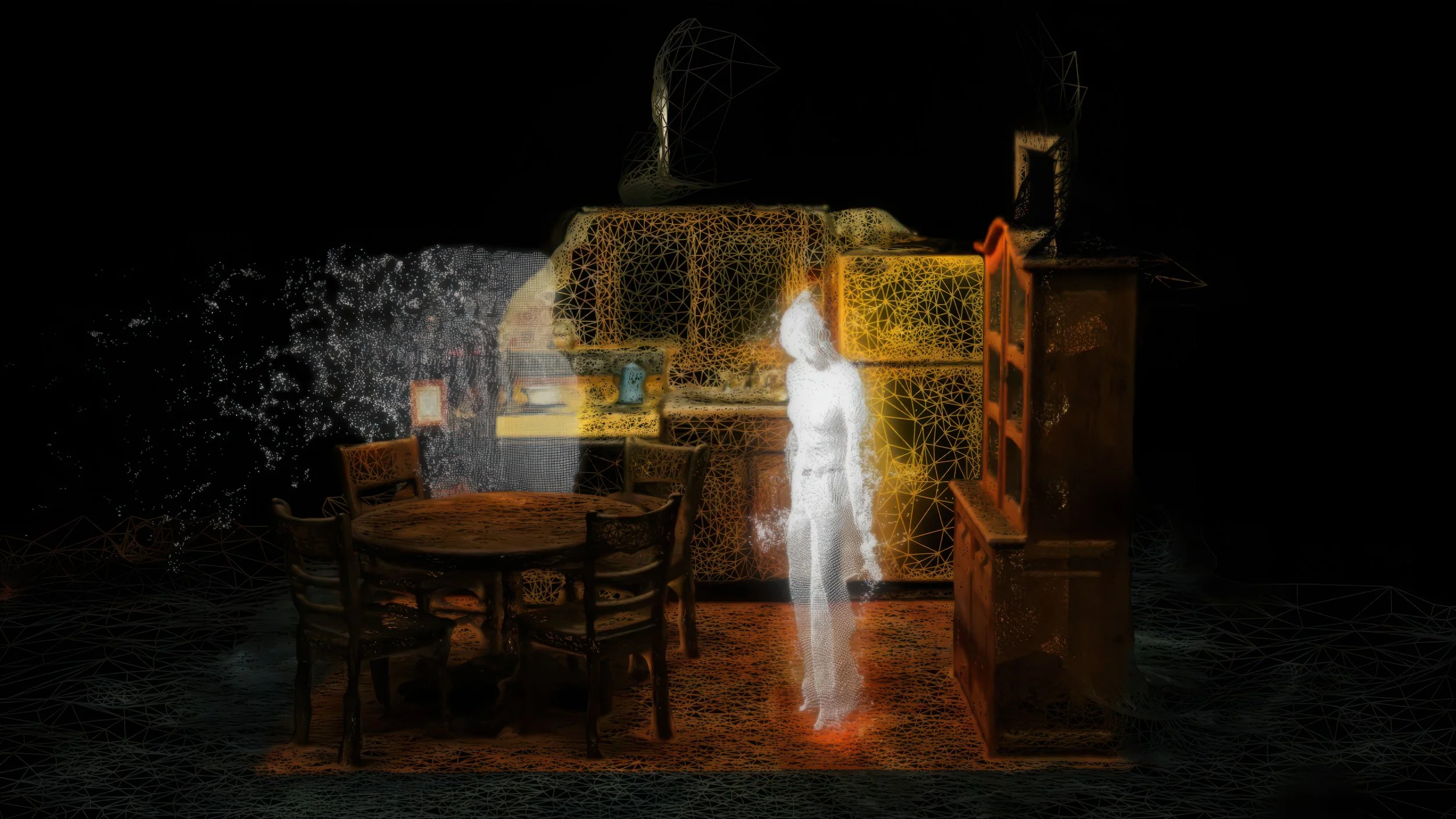 Stills from real-time generated video during the University of Arizona Museum of Art exhibition (2026)