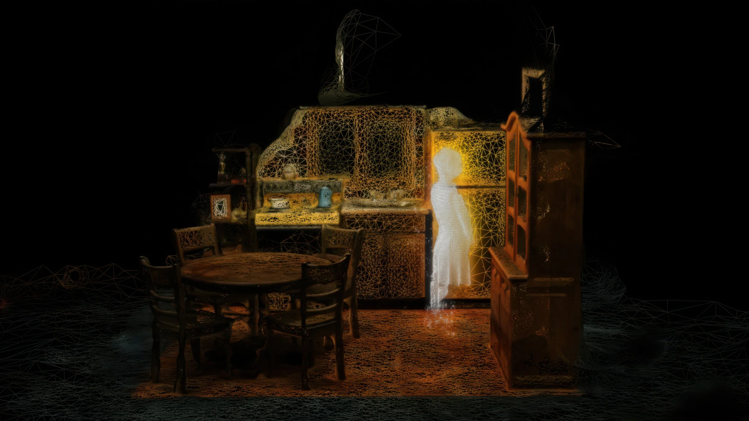 Stills from real-time generated video during the University of Arizona Museum of Art exhibition (2026)