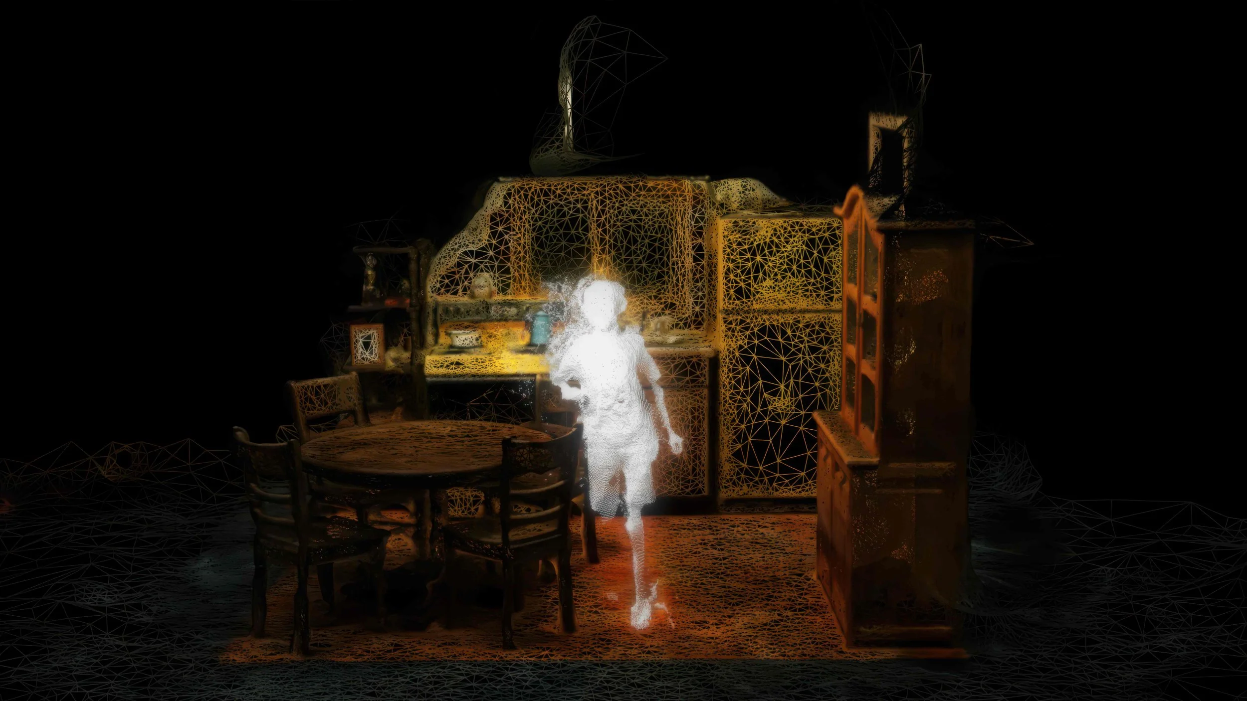 Stills from real-time generated video during the University of Arizona Museum of Art exhibition (2026)