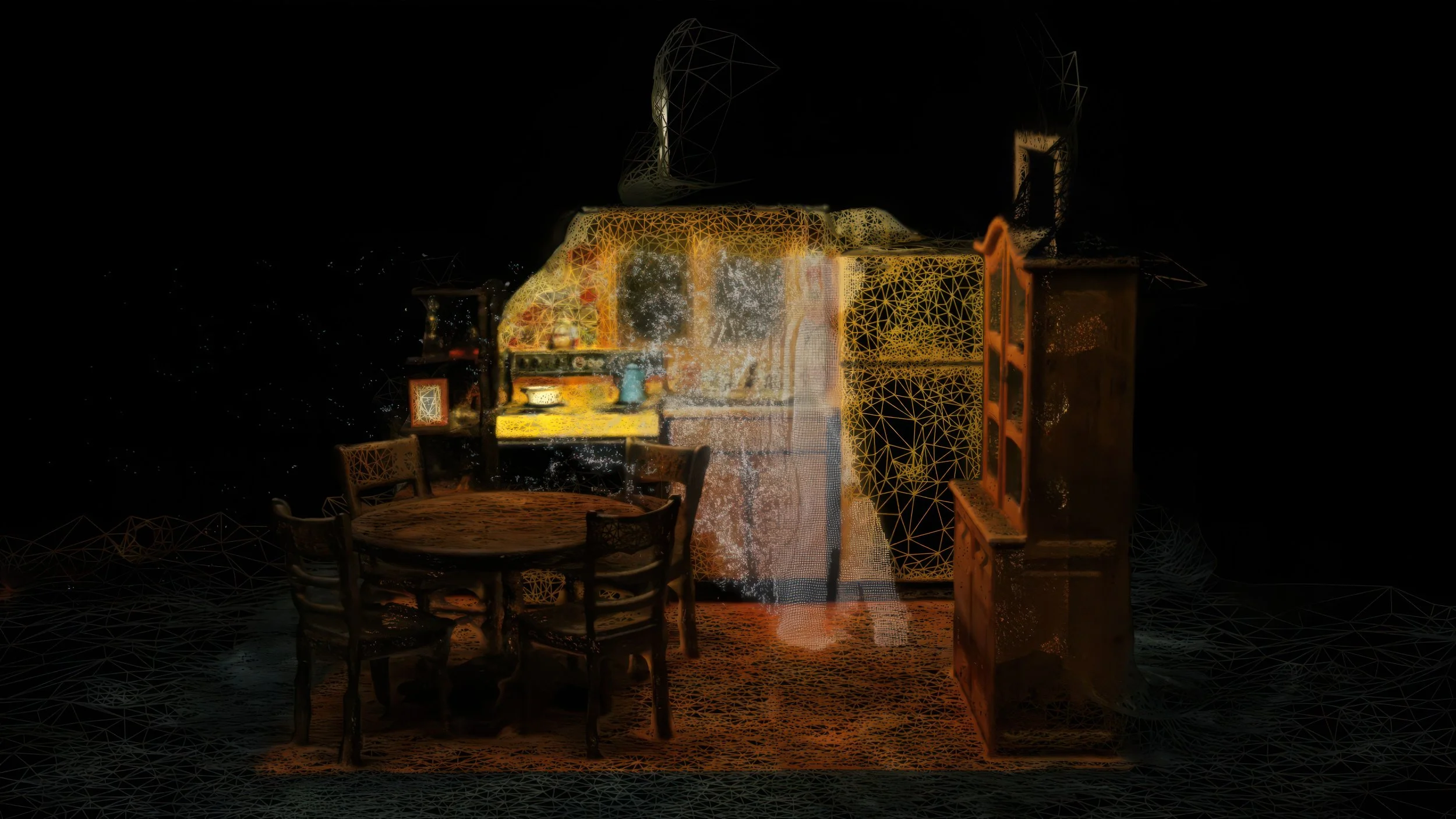 Stills from real-time generated video during the University of Arizona Museum of Art exhibition (2026)