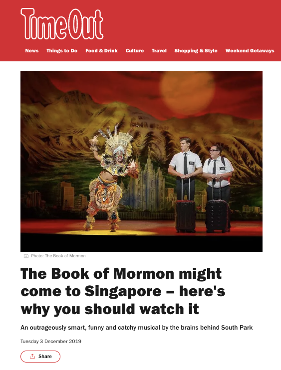 Theatre review: The Book of Mormon - media trip to Perth, hosted by Base Entertainment Asia.