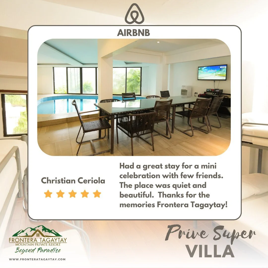 Thank you so much for your kind feedback about your stay at Frontera Tagaytay Prive Super Villa! 🌿✨ We're so glad to hear you enjoyed the experience &mdash; your words mean the world to us.

Ready for your own unforgettable getaway?
Book Prive Super