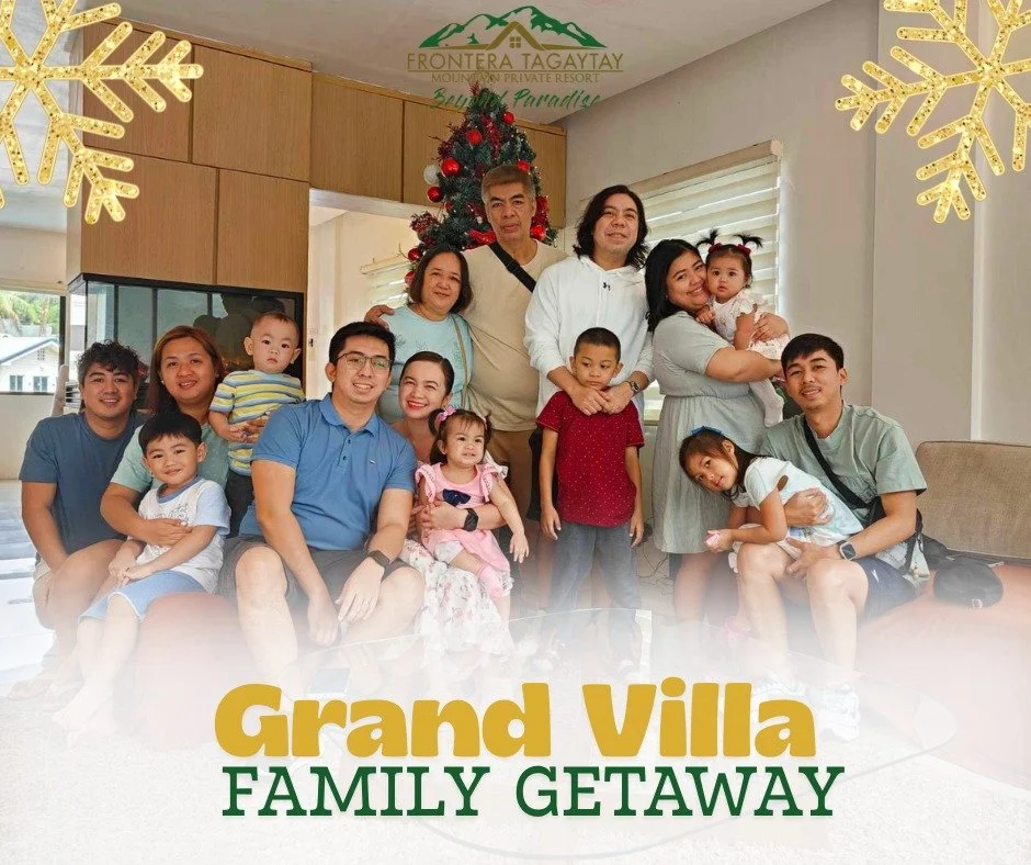 Grand Villa Family Getaway
Make memories that last. Book now! 👪❄️

🌐 www.fronteratagaytay.com
📞 0945 775 5460
📍 No. 1 Frontera Drive, Calamba Rd. Brgy. San Jose, Tagaytay City

#GrandVilla #FamilyGetaway #FamilyRetreat #VacationMode #BookNow