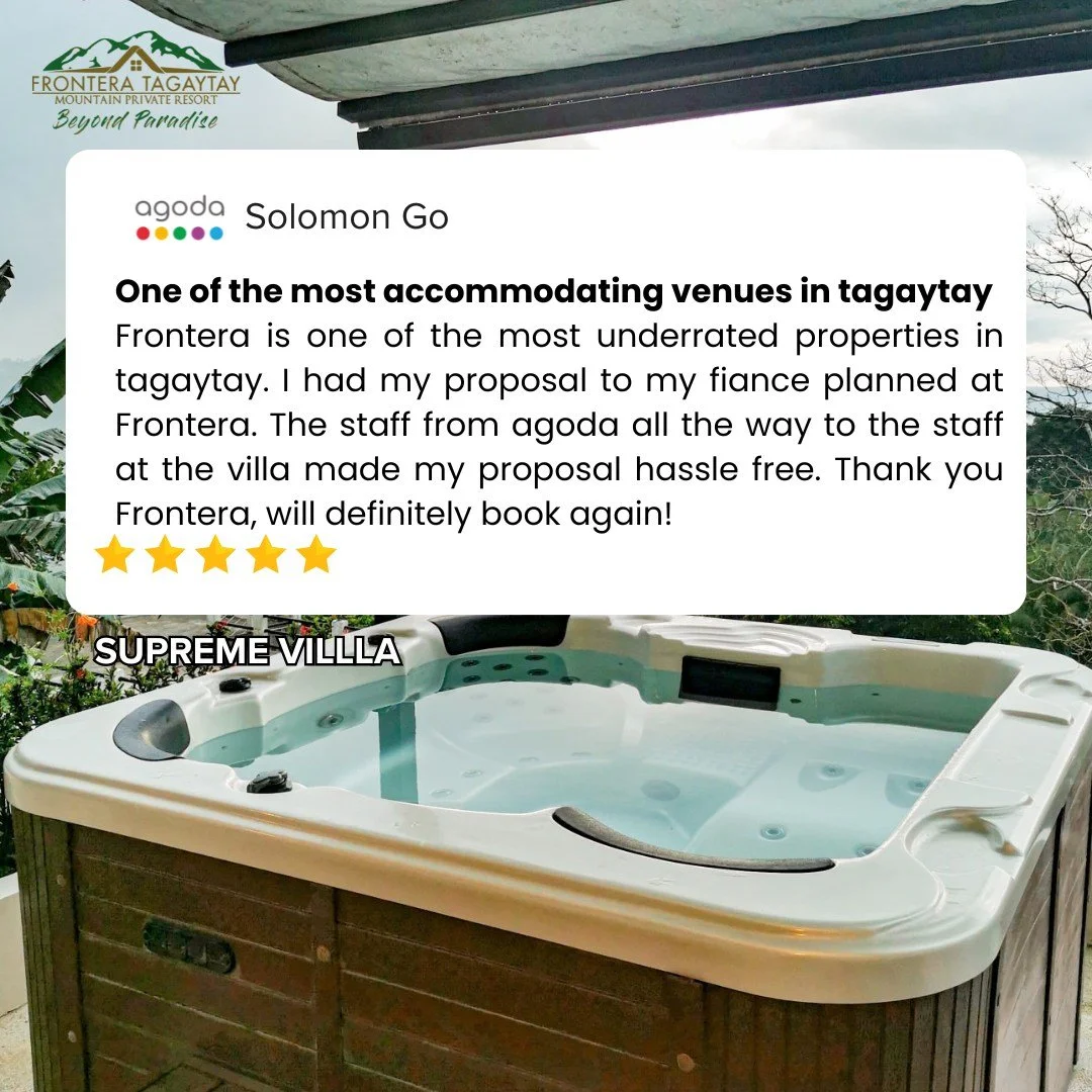 Thank you to our wonderful guests for sharing your kind reviews on Agoda. Your feedback means so much to us and motivates our team to continue delivering excellent service. We look forward to welcoming you again soon! ✨

📧 fronteratagaytay@gmail.com