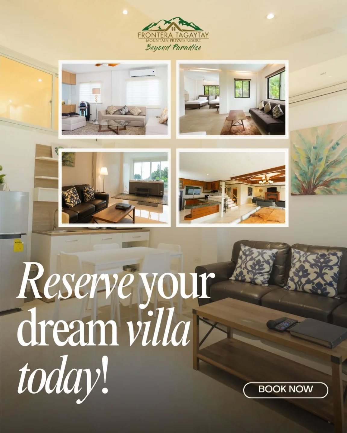 Your weekend upgrade starts here 🏡💫
Spacious interiors, cozy vibes, and Tagaytay views&mdash;reserve now!

📧 fronteratagaytay@gmail.com
📞 0945 775 5460
📍 No. 1 Frontera Drive, Calamba Rd. Brgy. San Jose, Tagaytay City

#FronteraTagaytay #Tagayta