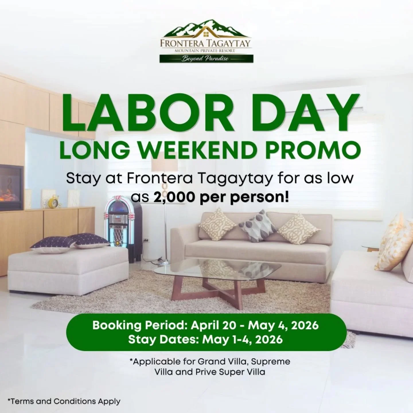 Hard work deserves a well-earned break! Celebrate the Labor Day long weekend with exclusive deals, special discounts, and a little extra time to relax.

Don&rsquo;t miss out&mdash;this promo is only available for the long weekend. Grab the deals whil