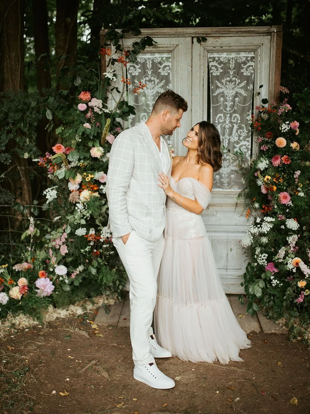 Happy anniversary to the lovely S &amp; R married one year ago today, and what a gorgeous day it was for an outdoor lakeside ceremony hidden away in the woods surrounded by family and friends and of course an abundance of seasonal blooms to set the s