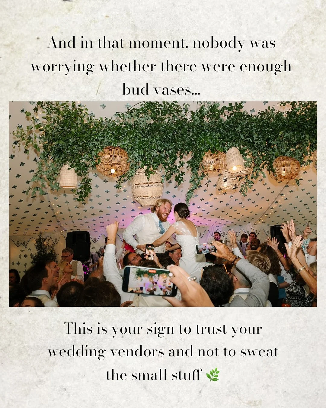 You're planning your wedding and it's so exciting, it's likely going to be the biggest party you'll ever throw and you want all the details to be just right; this is your cue to put your trust in your wedding vendors and not to sweat the small stuff.