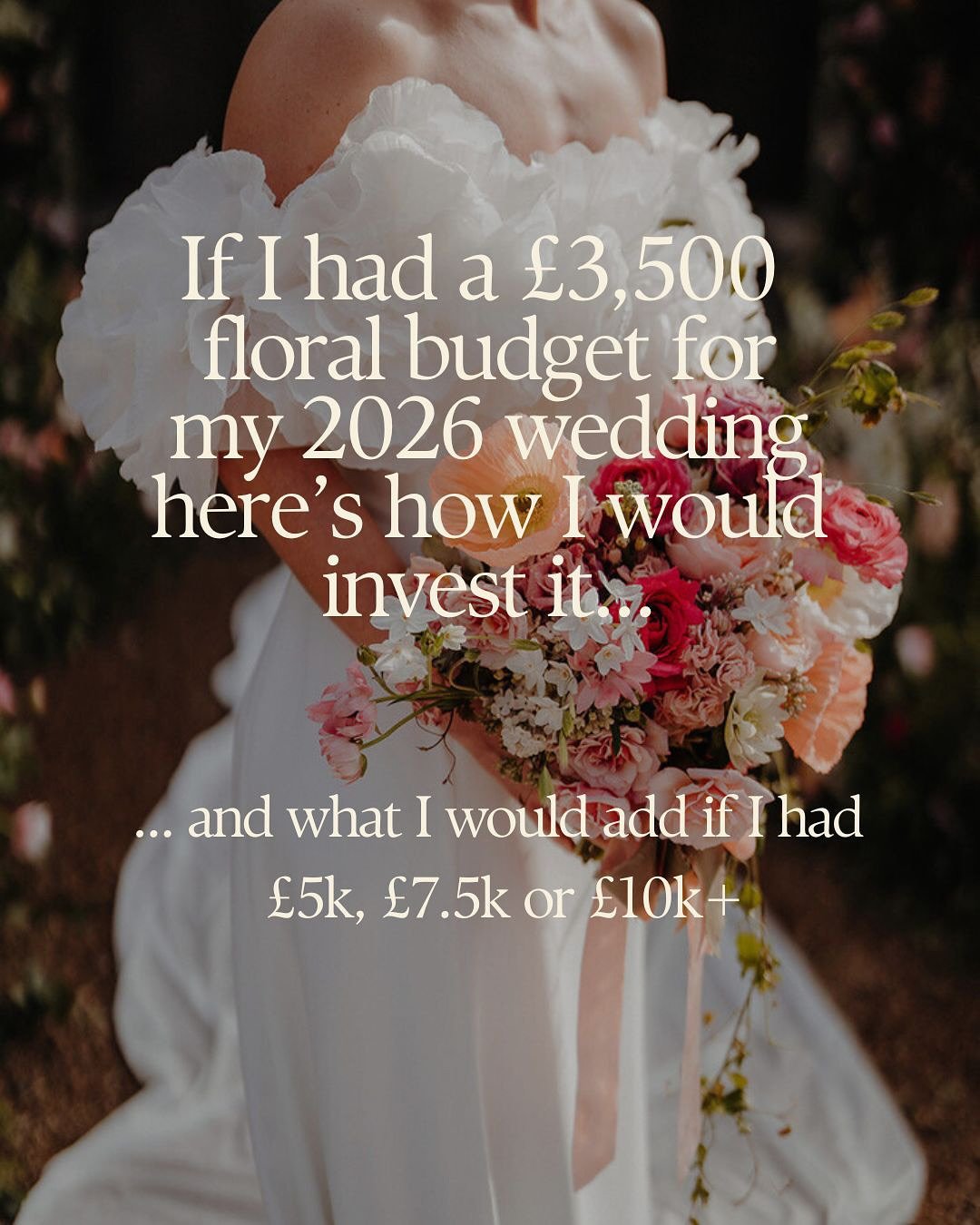 &ldquo;I have no idea what wedding flowers cost and don&rsquo;t know how much to budget&rdquo; 

I hear this so frequently and there&rsquo;s no reason why you should know, even if your sister, best friend or cousin just got married - no two weddings 
