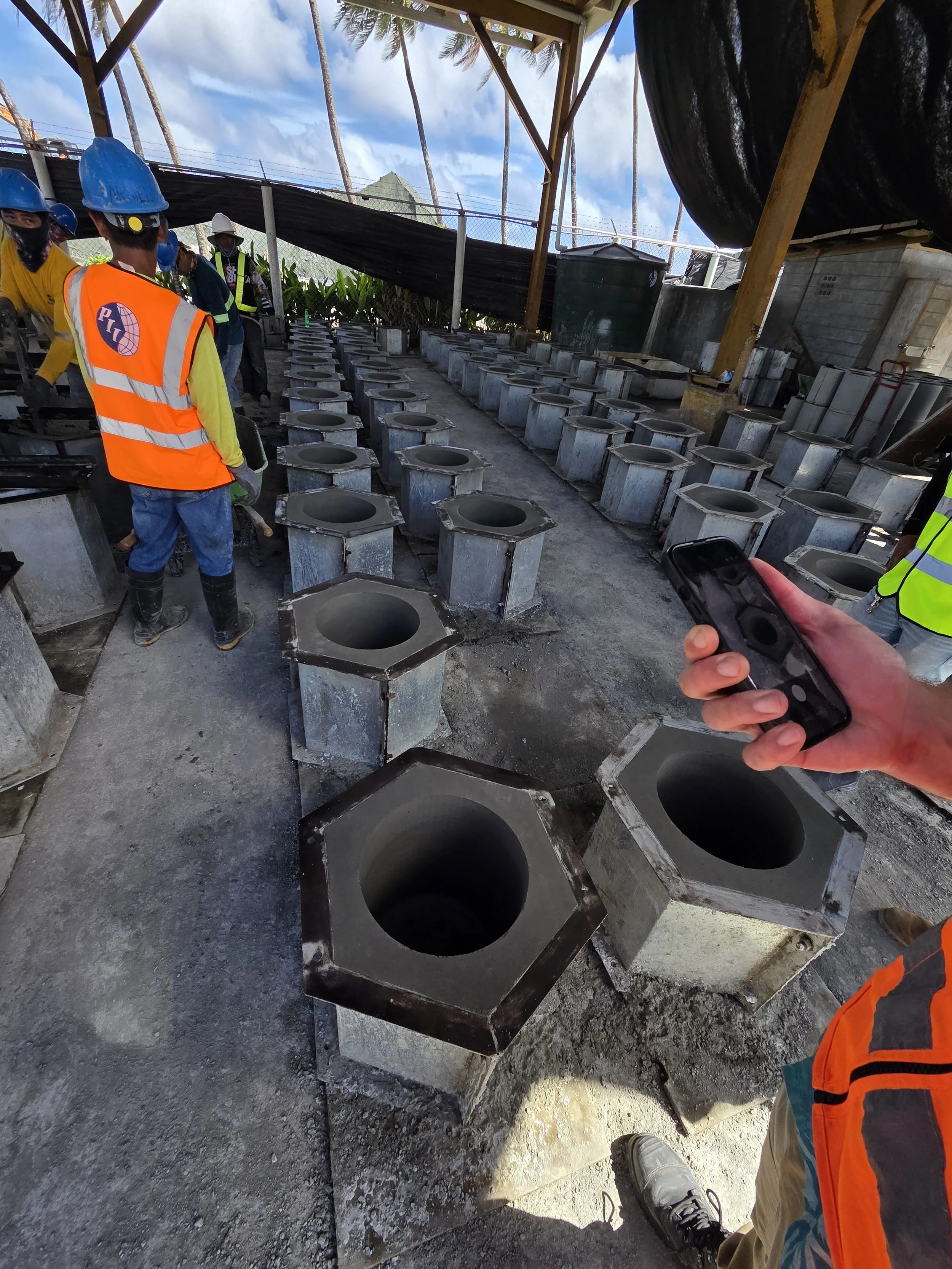 Materials quality assurance inspection during the RMI Urban Resilience Project in Majuro, Marshall Islands.
