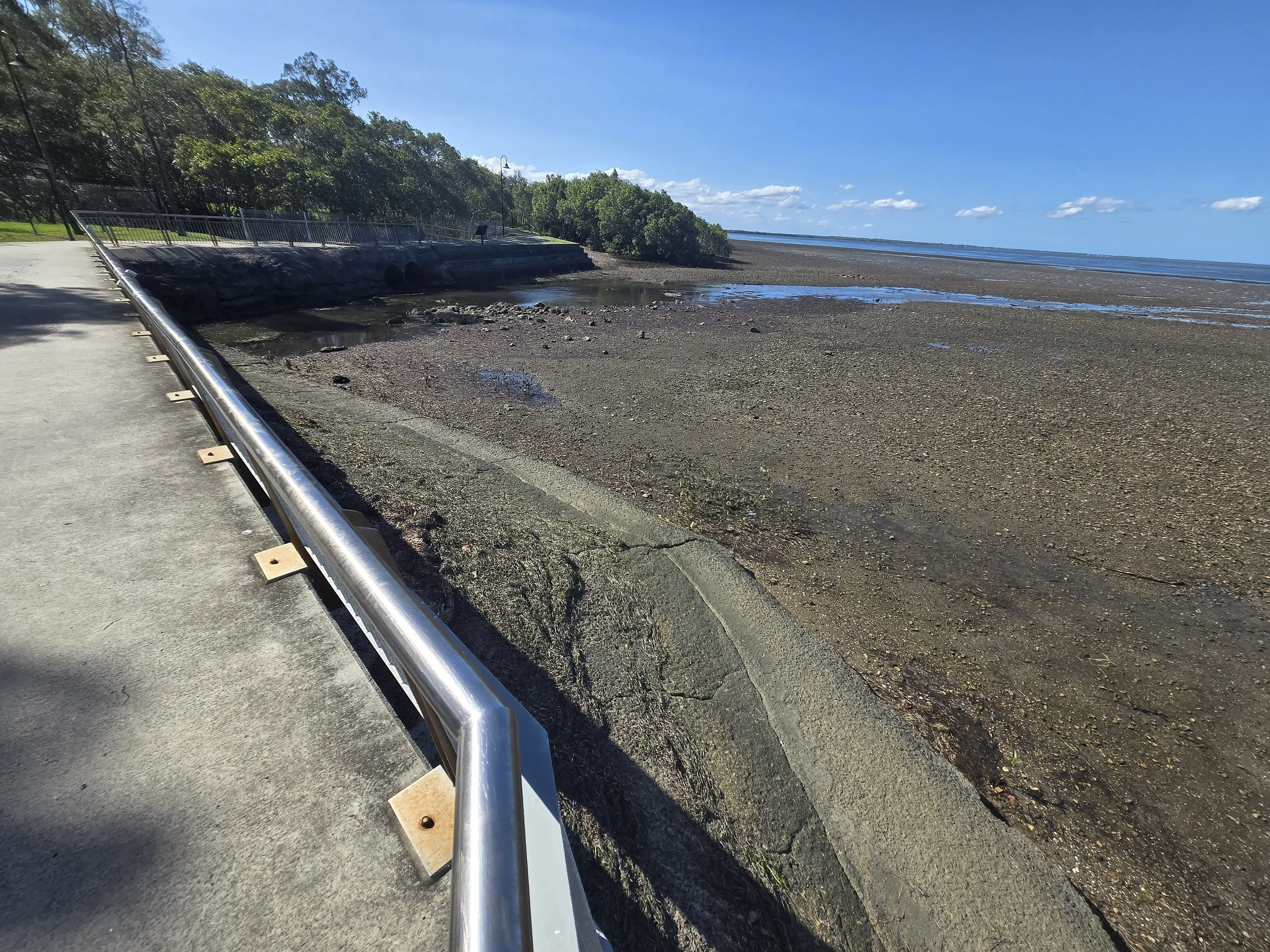 Existing coastal protection structure and intertidal foreshore in the Moreton Bay region.