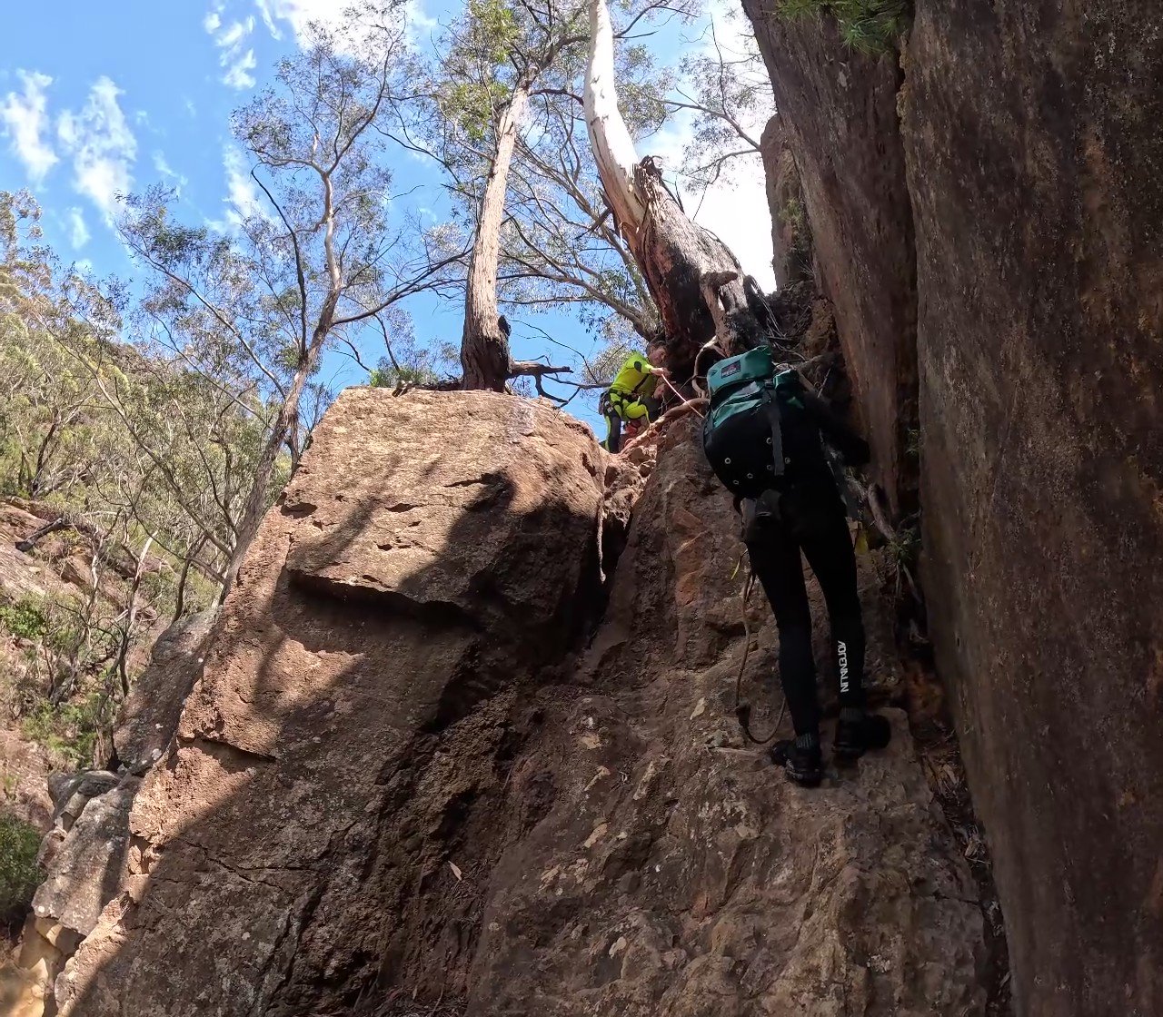 The climb out at the end of Wolllangambe 1 Canyon