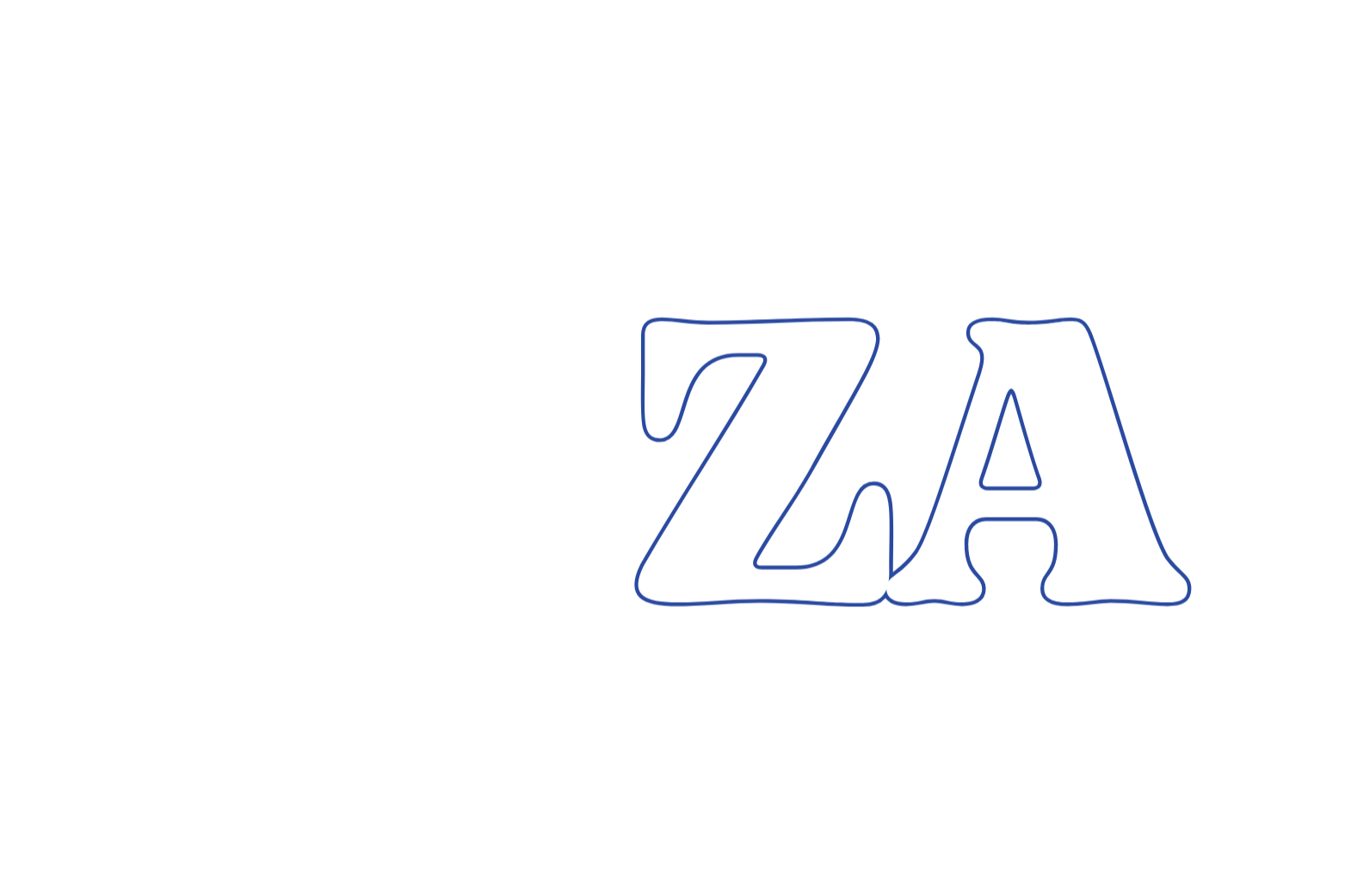 Logo for ZAZA Dessert Jungle with bold white and blue text on black background, featuring star accents.