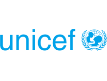 UNICEF-Logo mit blauer Schrift und Weltkugel-Symbol