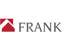 Logo mit rotem Haus und schwarzem Text 'FRANK'